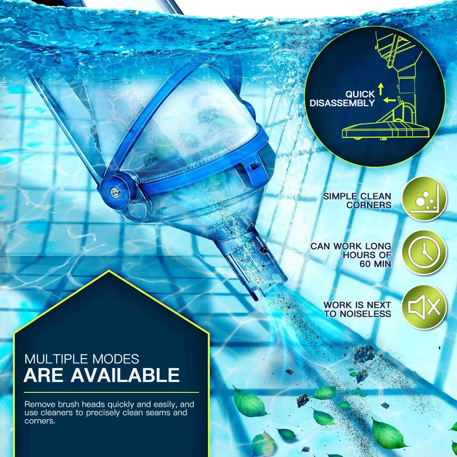 LANCHEZ Cordless Pool Vacuum with Strong Suction, Handheld Rechargeable Swimming Pool Cleaner with Powerful Suction up to 17.5 GPM for Inground and Above Ground Pools, Hot Tubs - Image 2