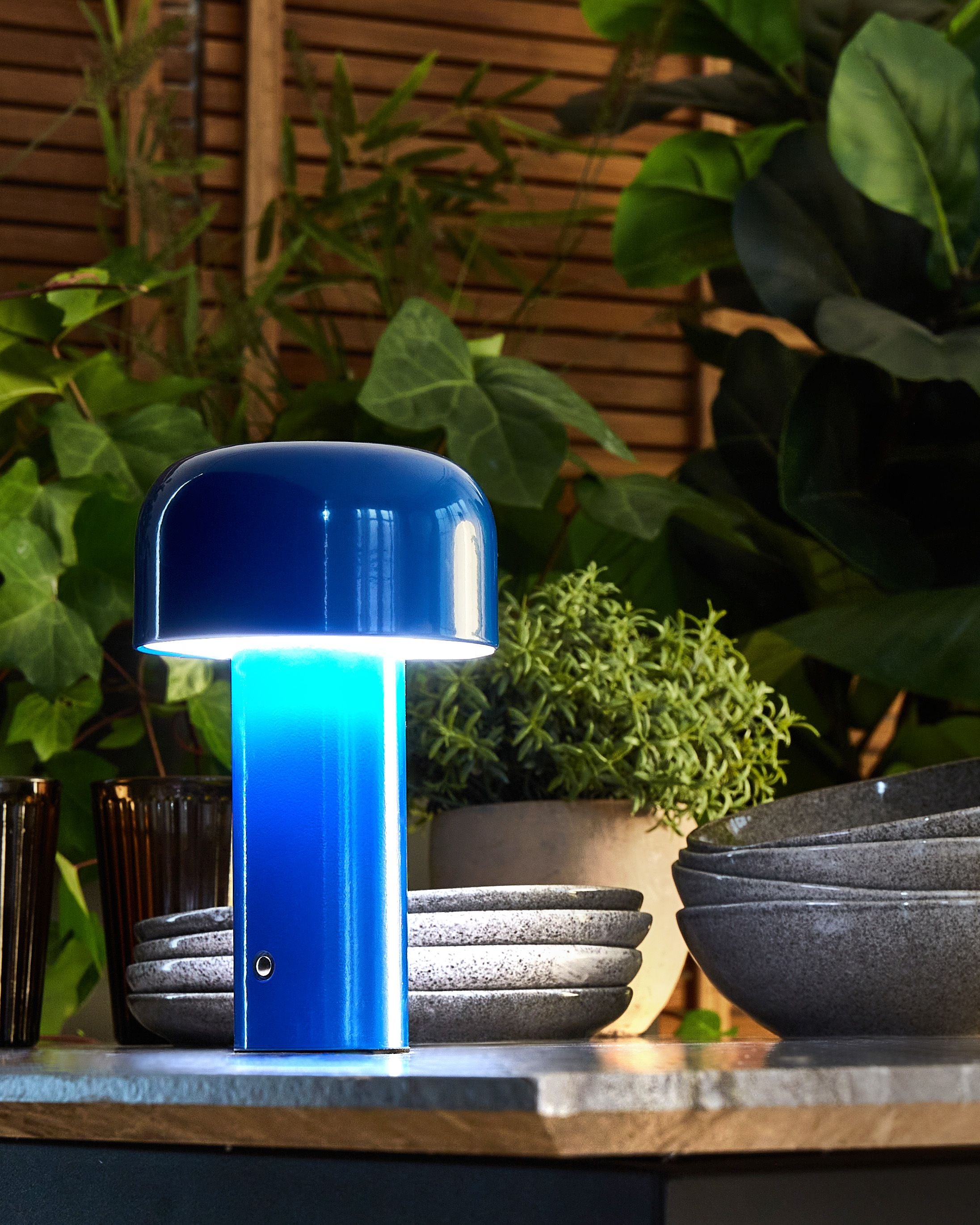 Wireless LED Table Lamp BESOS with Dimmer Metal Blue