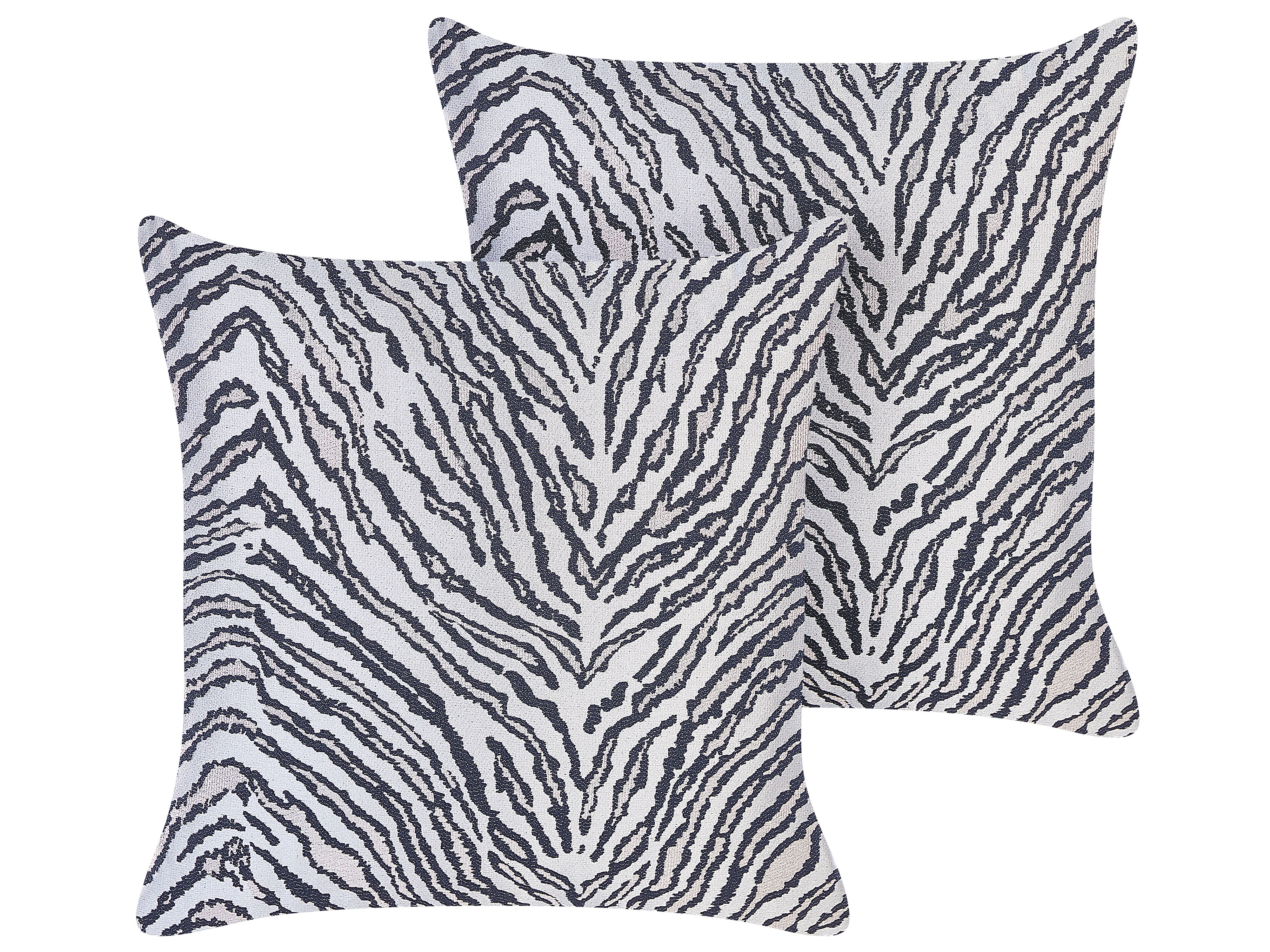 Set of 2 Decorative Cushions MANETTI 45 x 45 cm Black/ White Animal Pattern