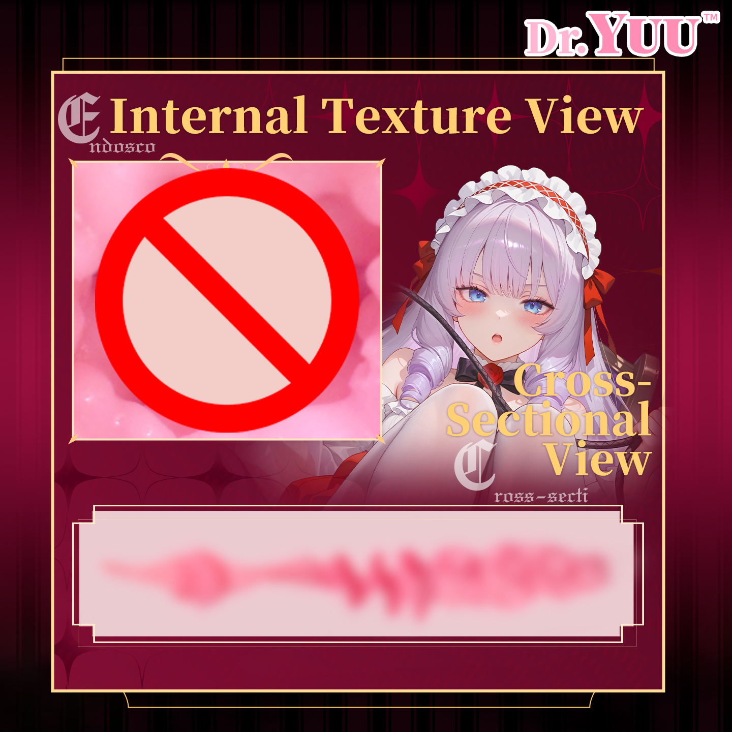 Close-up of the unique internal tunnels inside the Dr.YUU feet masturbator.