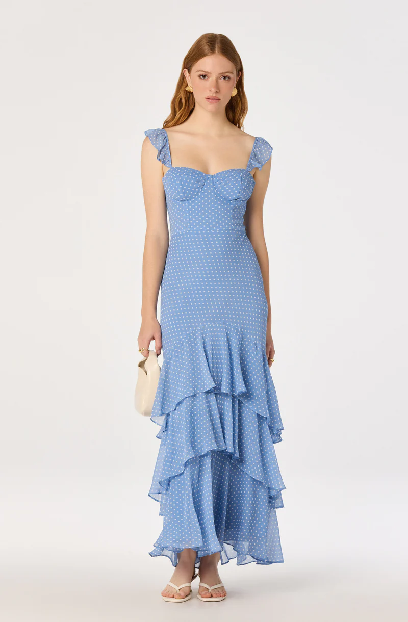 Alcina Tiered Maxi Dress-Bule