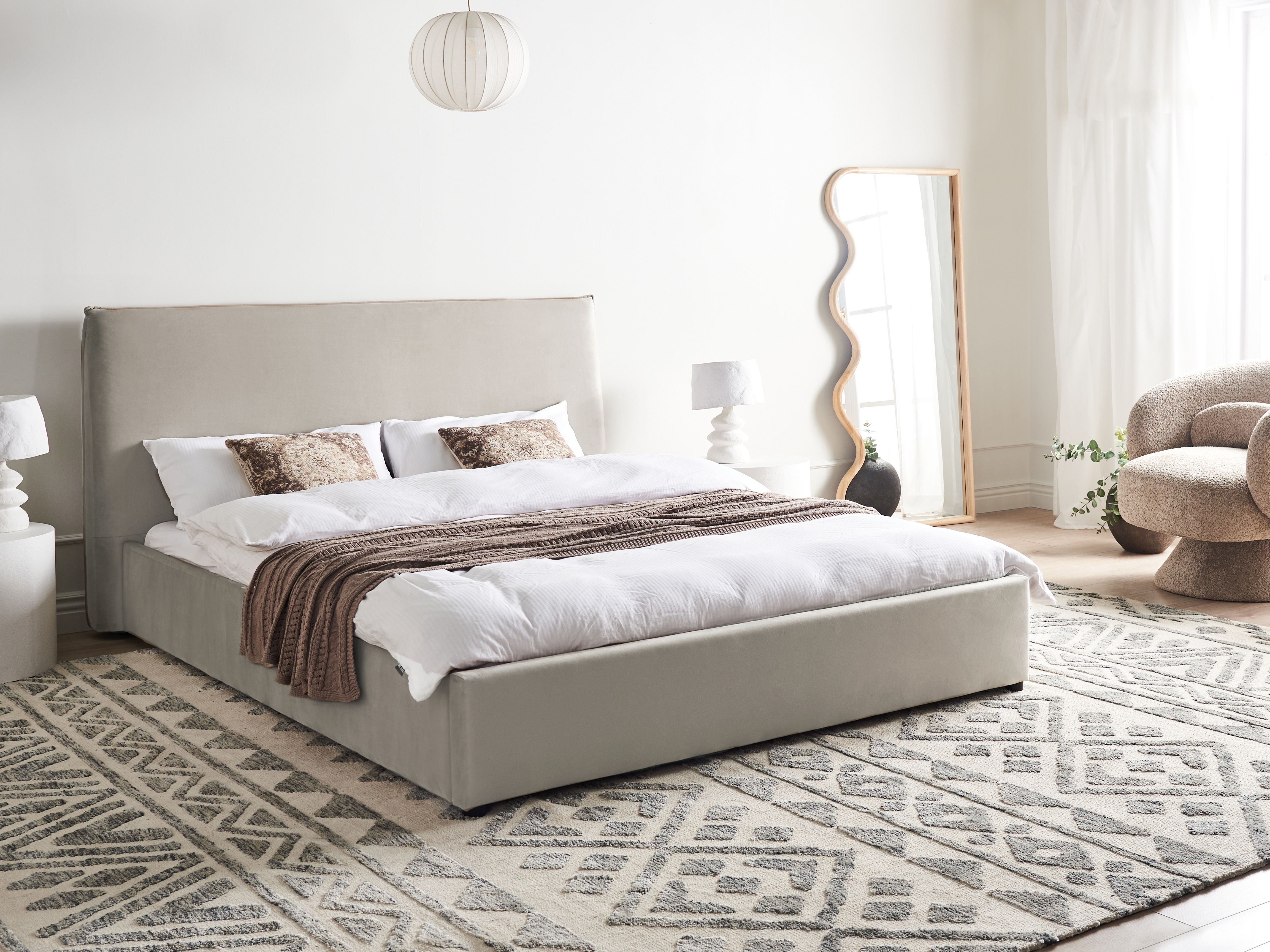 Waterbed Velvet LAVAUR 160 x 200 cm (EU King Size) Taupe