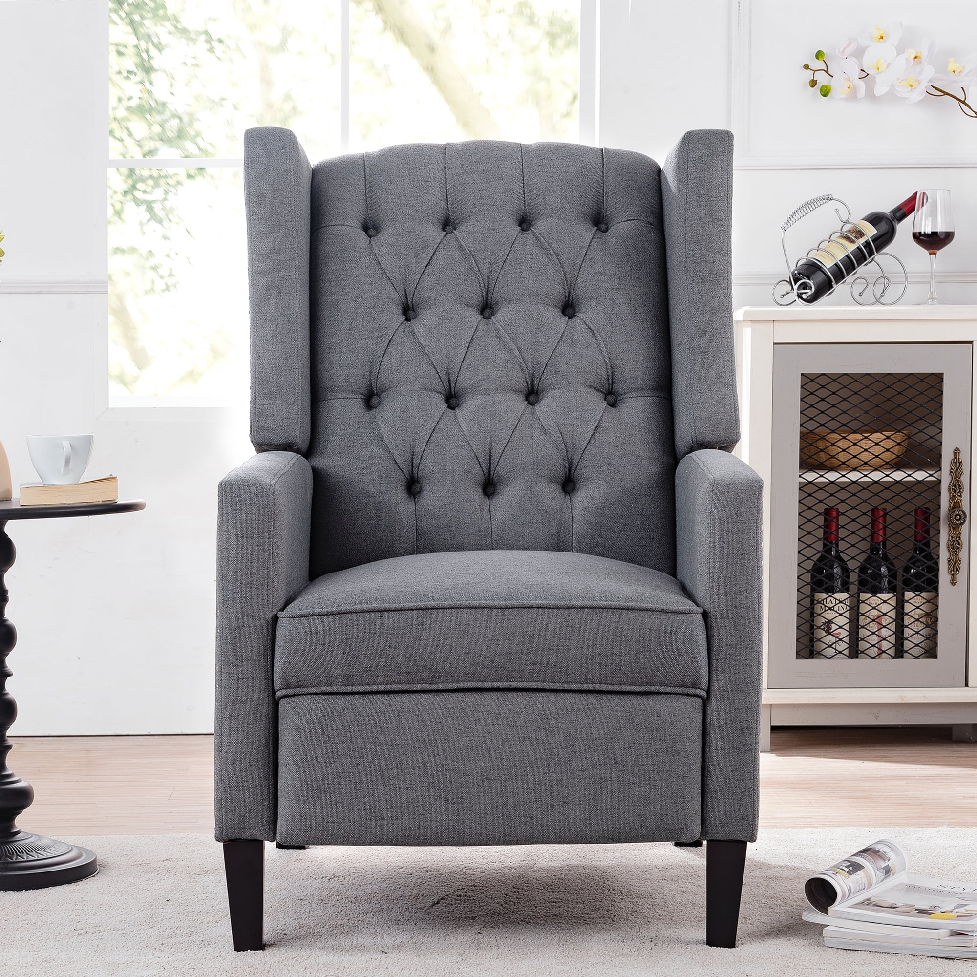 Recliner Chair, Living Room Chairs with Arms, Adjustable Single Reclining Sofa, Home Theater Seating Arm Chair with Thick Padded Seat, Footrest, Lounge Chair for Bedroom, Blue - Image 19