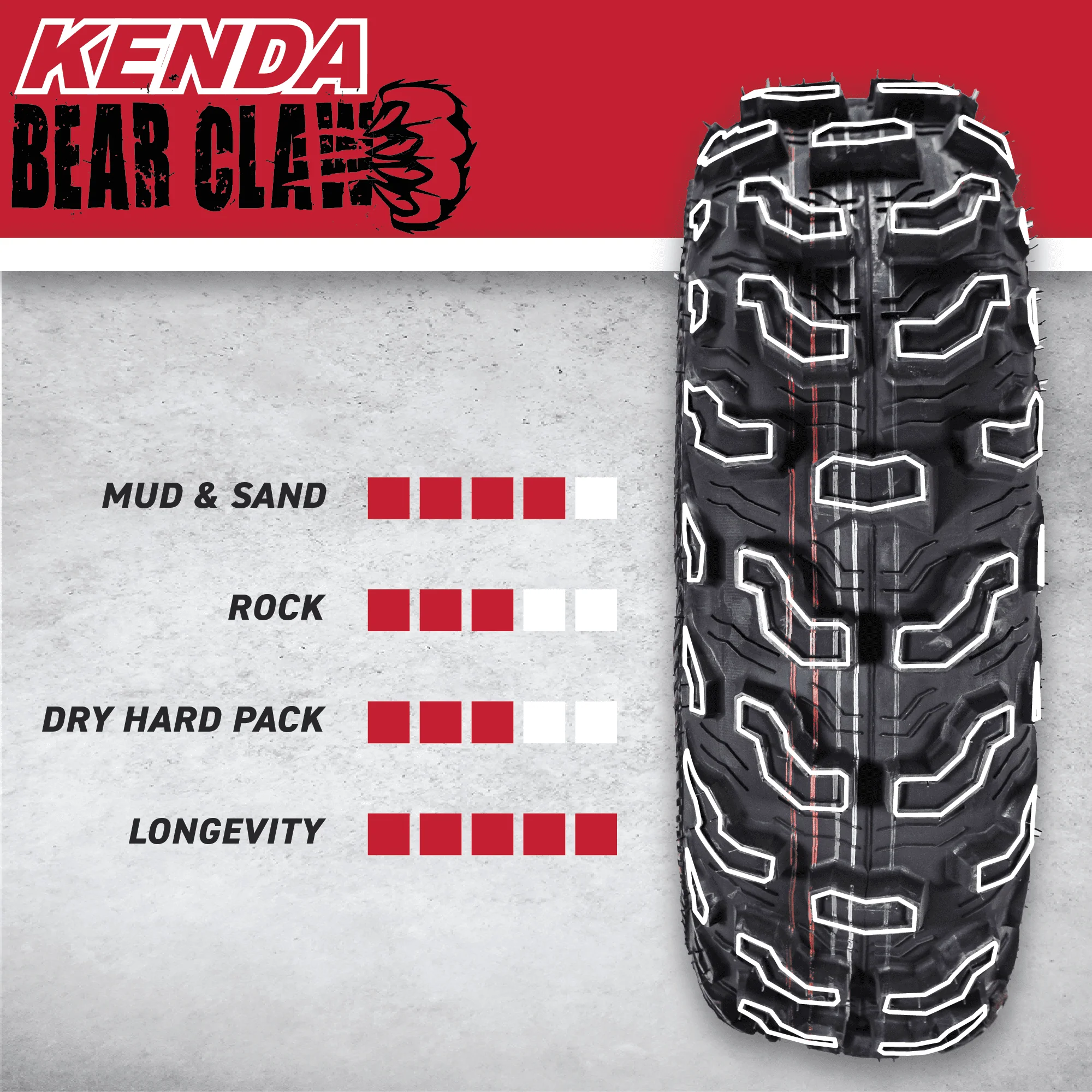 Kenda Bear Claw EX K573 22x8-10 F 22x11-10 R ATV 6 PLY Tires Bearclaw 22x8x10 22x11x10 (4 Pack) - Image 4
