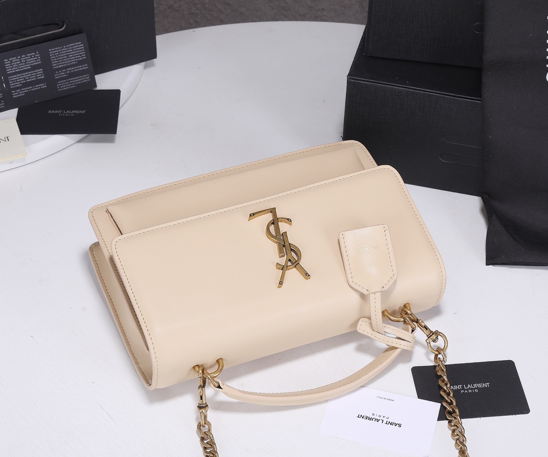 Replica Ysl Sunset Medium Top Handle Bag- Black/Beige1:1High-quality replica