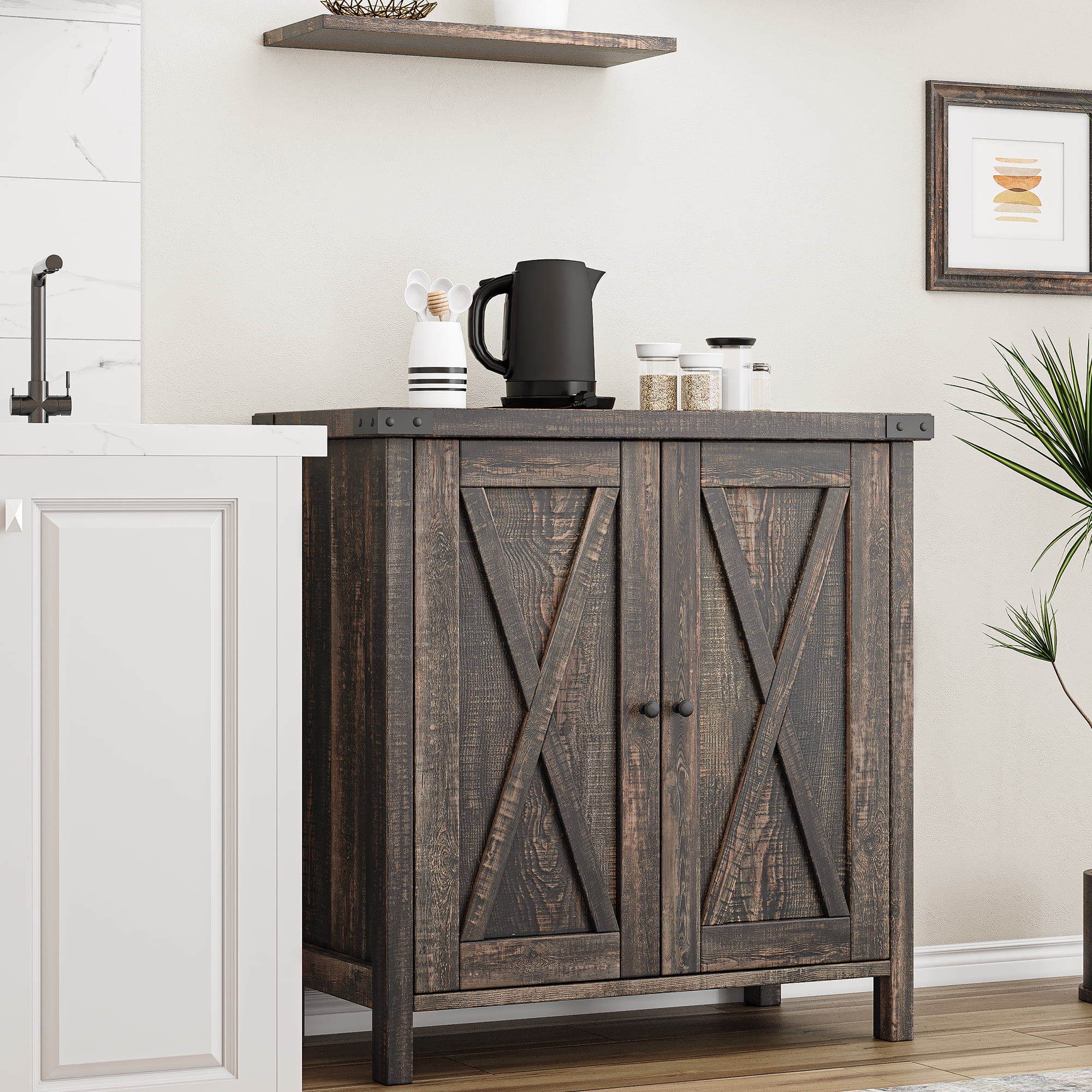 Coffee Bar Cabinet with Storage/Adjustable Shelf 30" Small Kitchen Bar Table Corner Bar Cabinet for Tea Buffet Sideboard Cabinet for Dining Room, Farmhouse Coffee Station for Wine - Image 11