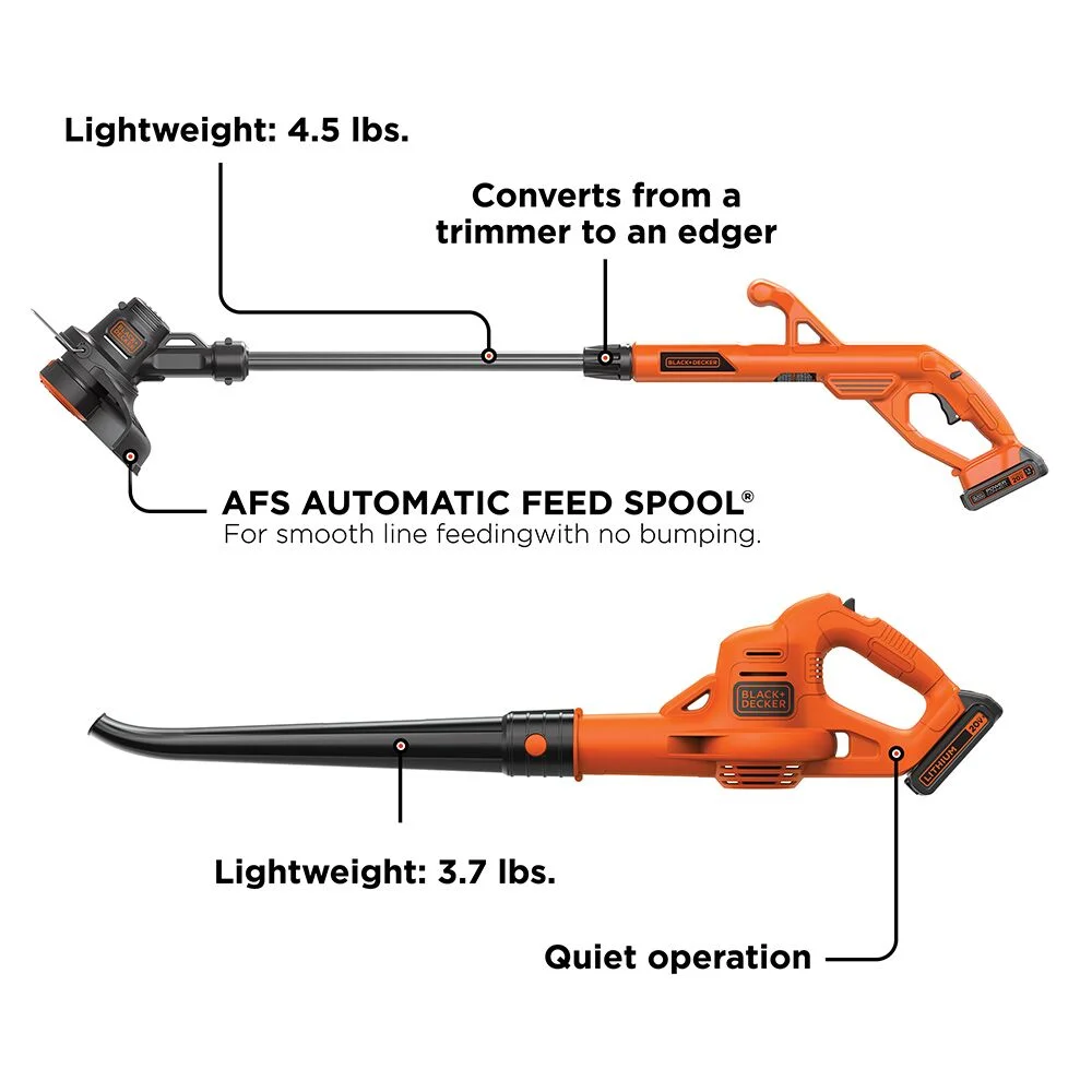 BLACK+DECKER 20V MAX* Lithium 10 In. String Trimmer/Edger + Hard Surface Sweeper Combo Kit, LCC221 - Image 2
