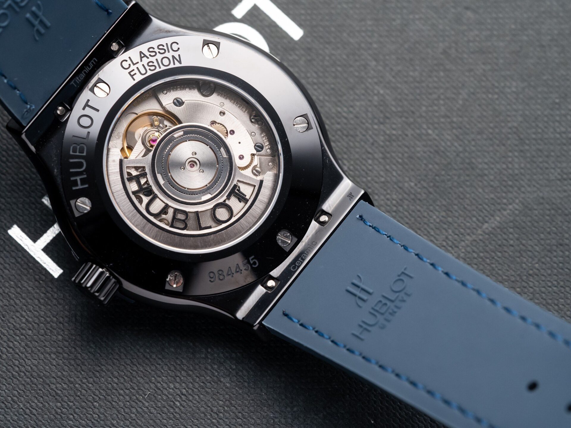 Hublot Classic Fusion Ceramic Blue Dial Replica Watch Leather Strap GS Factory 42mm - Top club