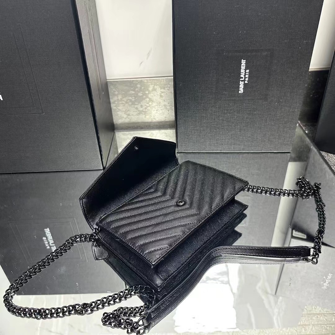 YSL Chain Shoulder Bag - Black Leather & Black Hardware1:1High-quality replica