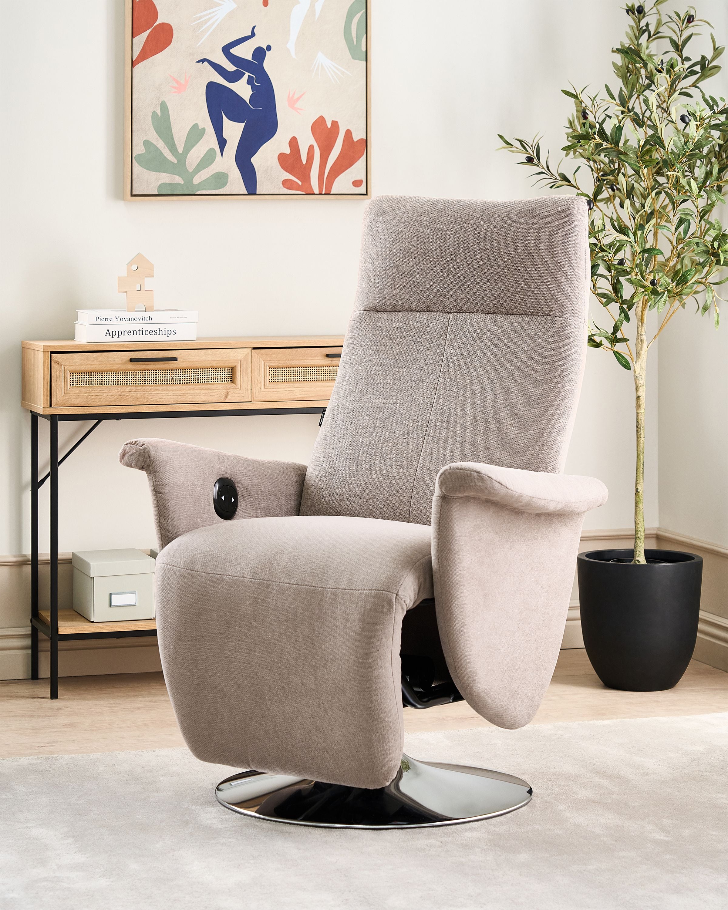 Recliner Chair PRIME with Footrest Fabric Taupe