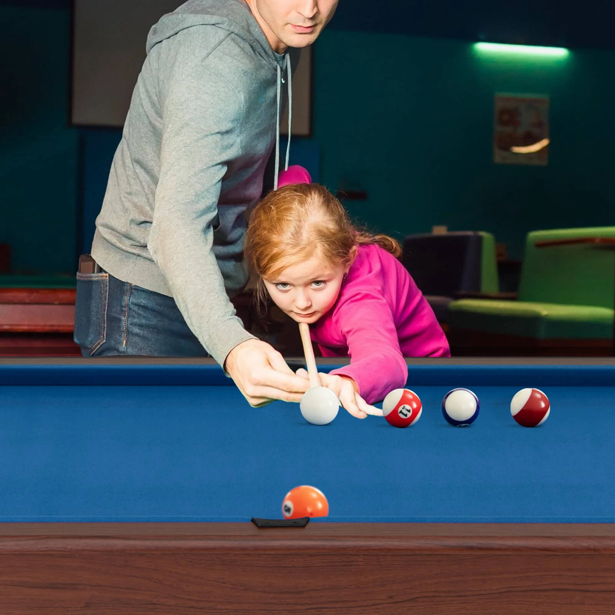 Costway 48" Pool Table for Kids & Adults with Full Set of Balls 2 Cue Sticks 2 Chalks Green - Image 13