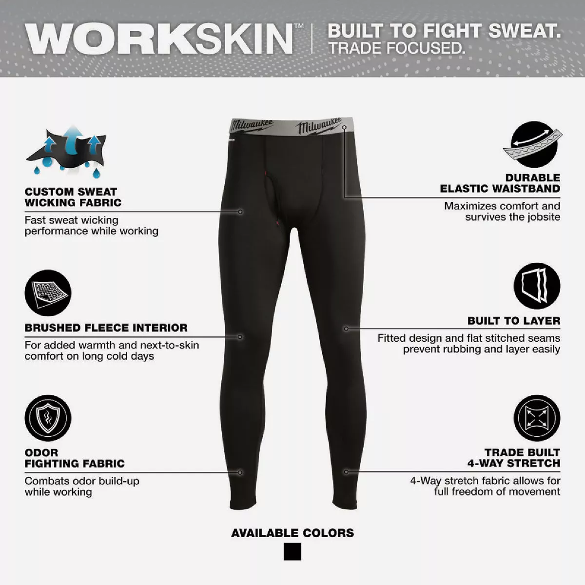 Milwaukee Workskin Men's 2XL Black Base Layer Pants
