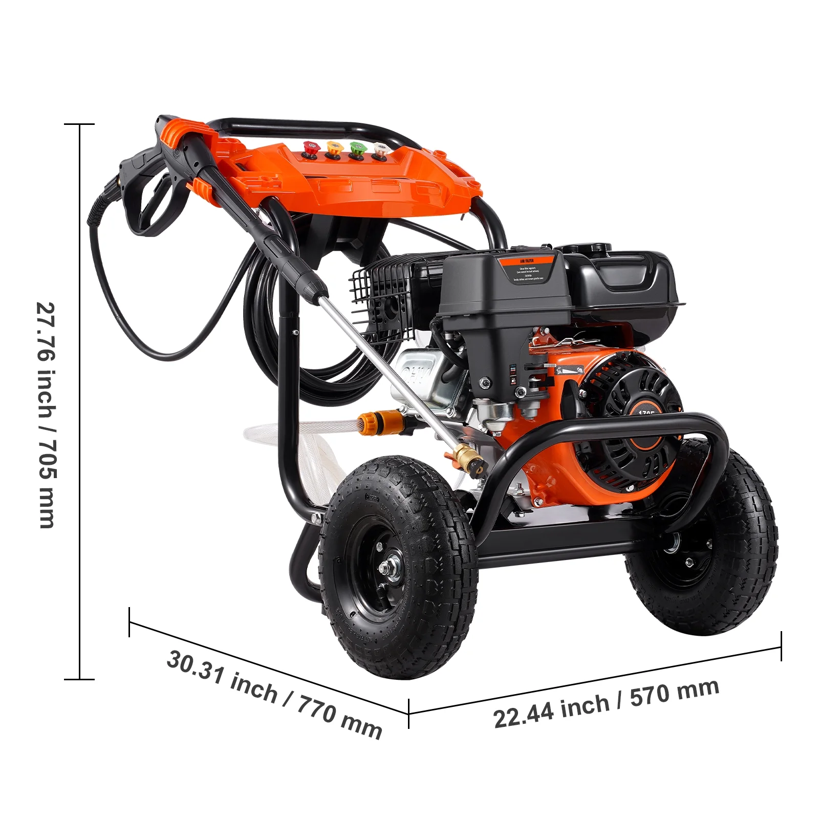 KFFKFF 3600 PSI 2.6 GPM Gas Pressure Washer w/26 ft High Pressure Hose 5 Nozzles Gas Powered Washer - Image 15