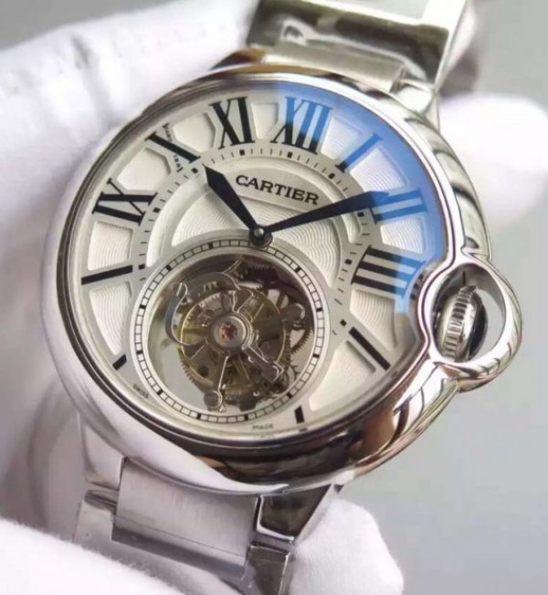 Replica Cartier Ballon Bleu Tourbillon 46MM White Dial SS Bracelet - Elite Watch Atelier