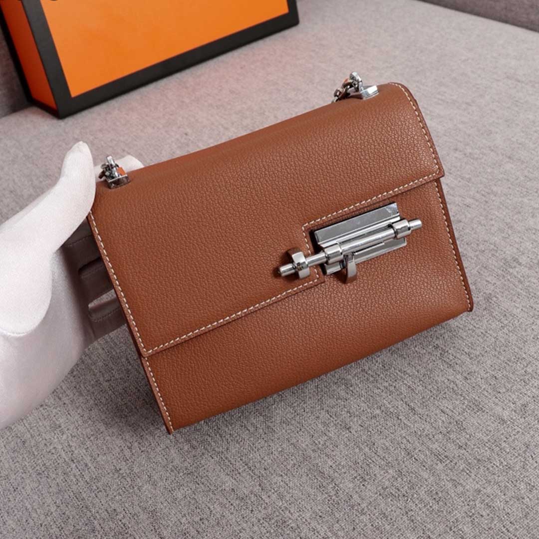 Replica Hermes Verrou Chaine Mini Bag Beige/Black/Brown1:1High-quality replica