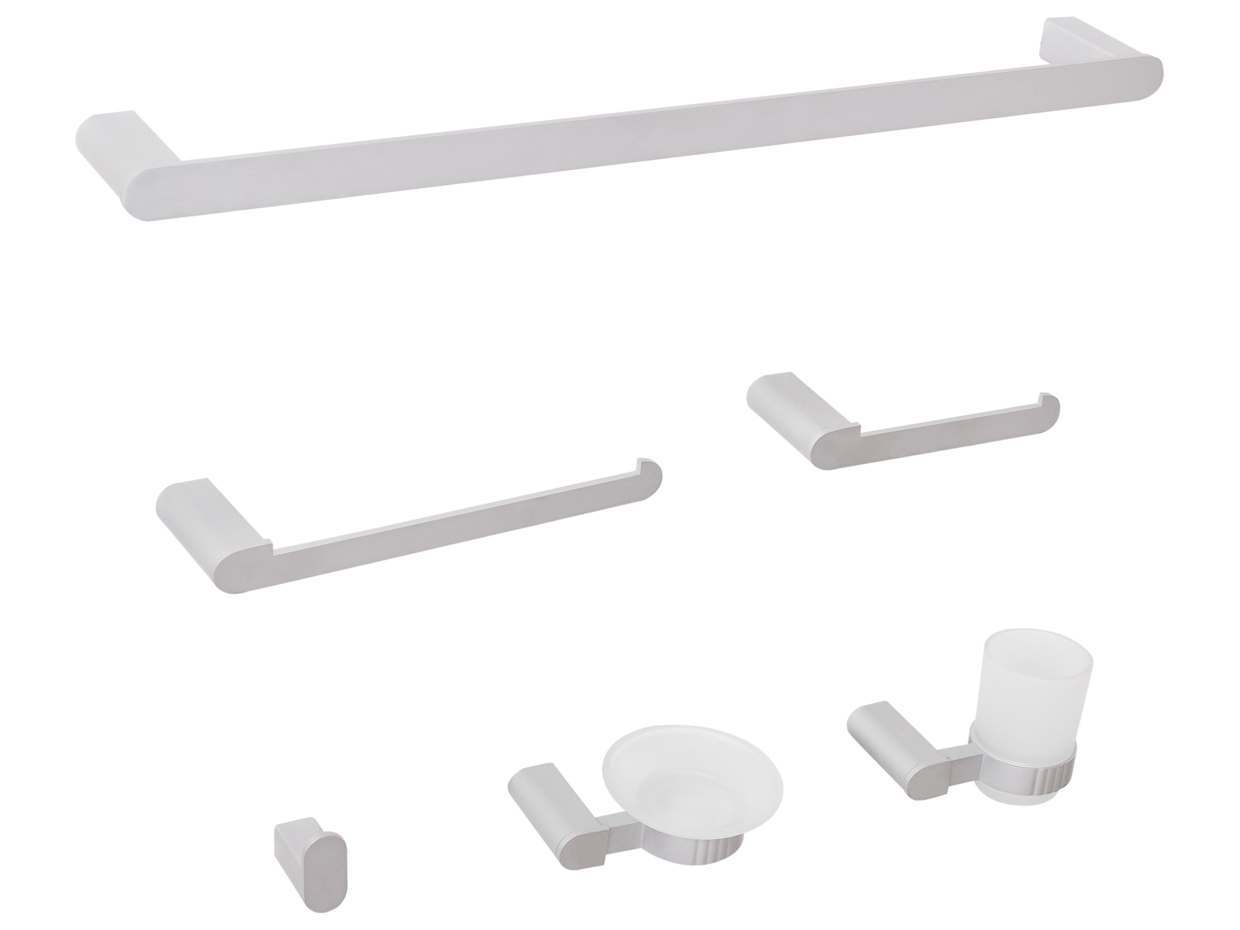 6-Piece Bathroom Hardware Set PARACAS with Towel Bars and Hooks Silver