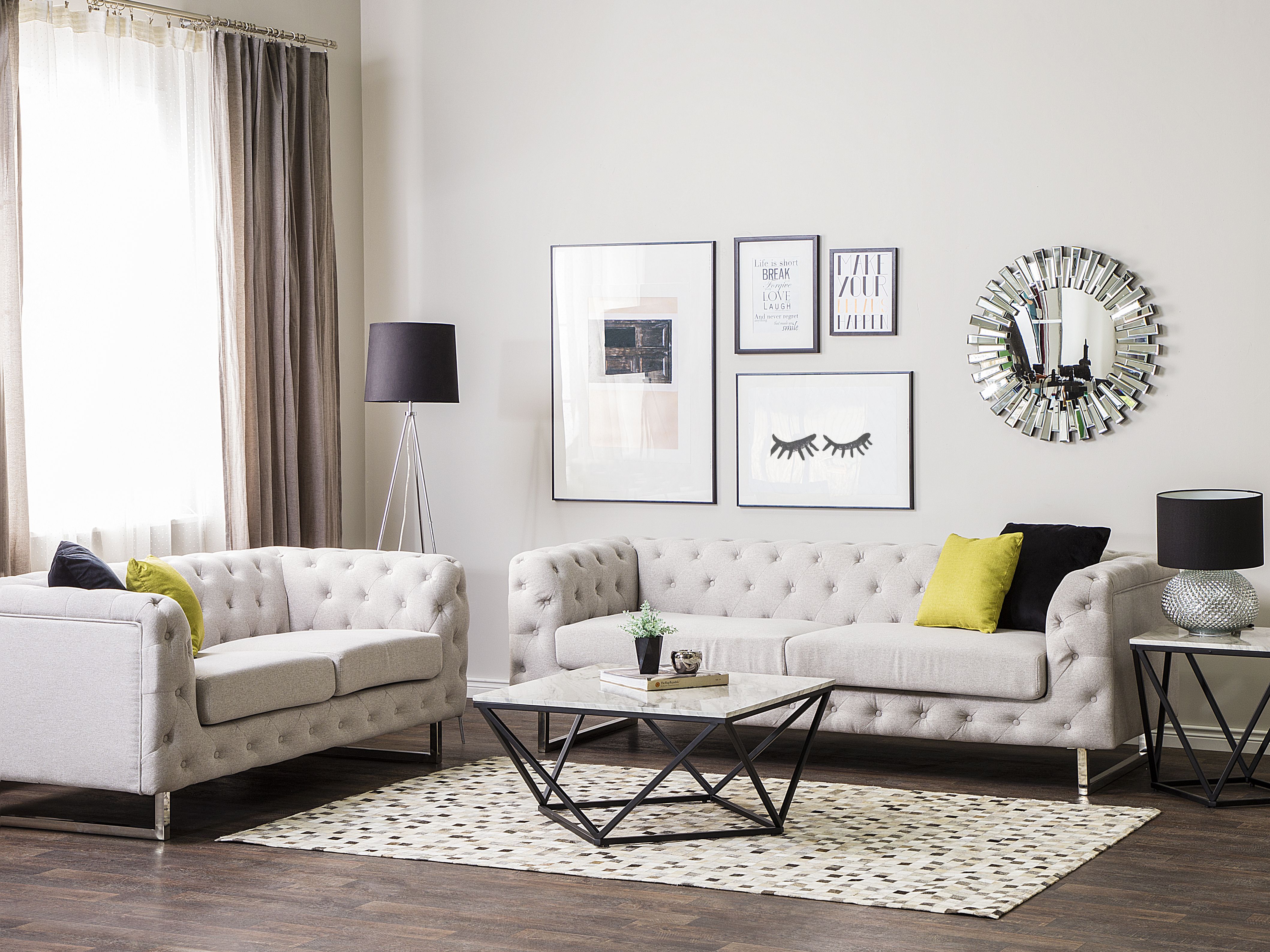 Living Room Set 5 Seater VISSLAND Fabric Light Beige