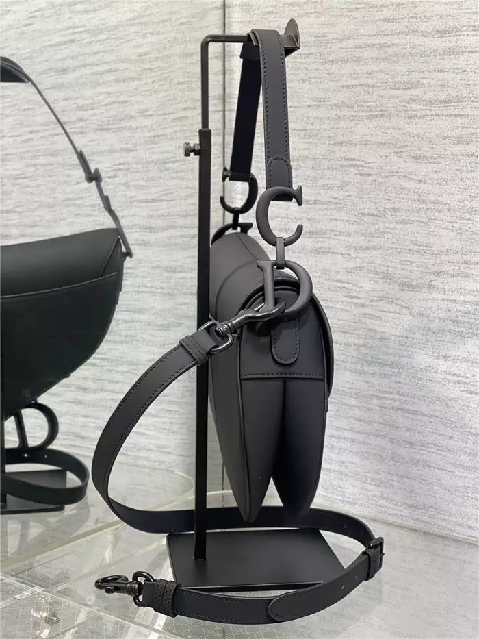 Saddle Bag with Strap Black Ultramatte Calfskin1:1High-quality replica