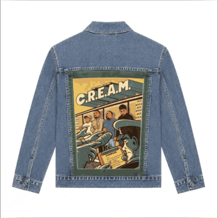 Loader Colouring Unisex | Washed Blue Vintage Jean Jacket — Replaceable background - SZMHS