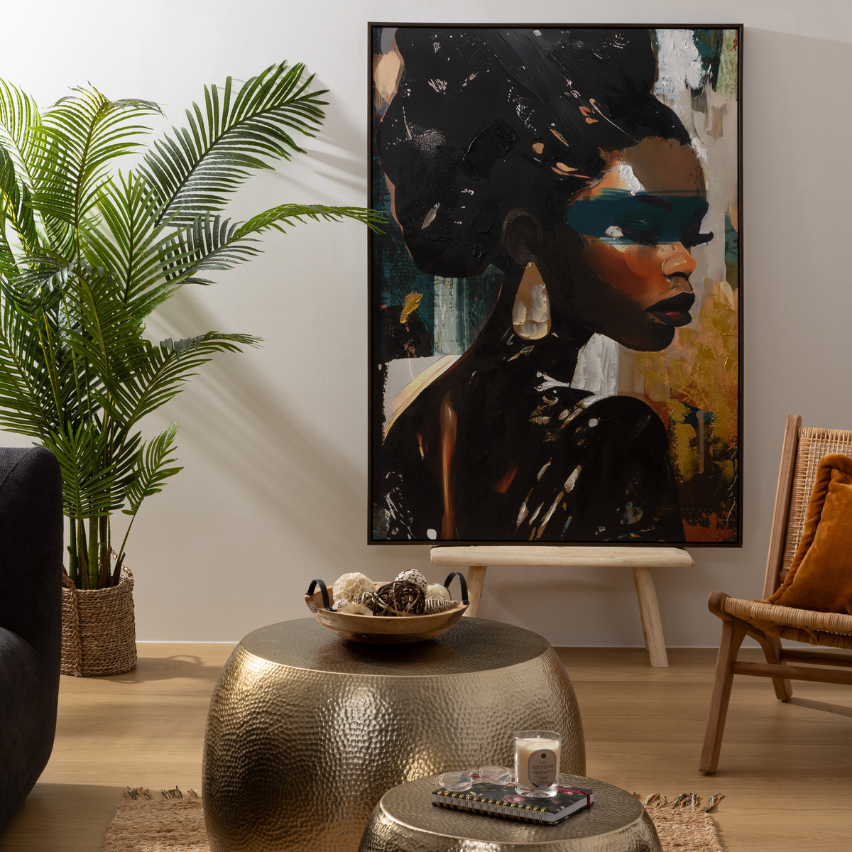 Painted framed canvas "Isia" 100x140 cm