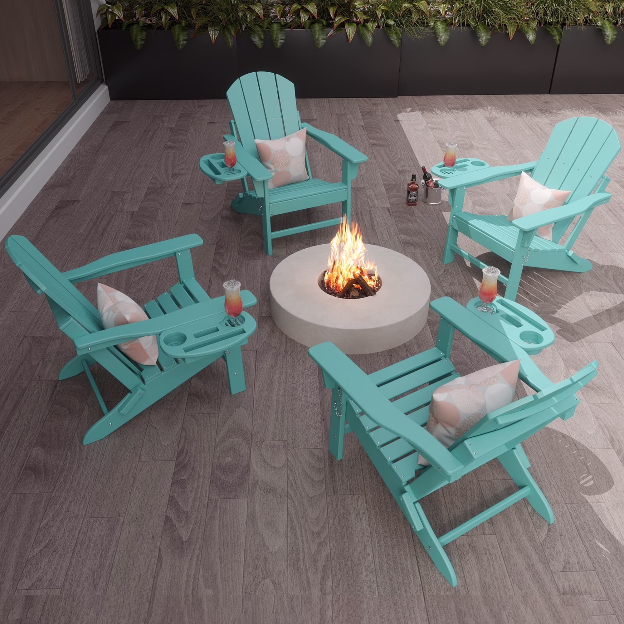 FOOWIN HDPE Plastic Adirondack Chairs Set of 4, Black - Image 55