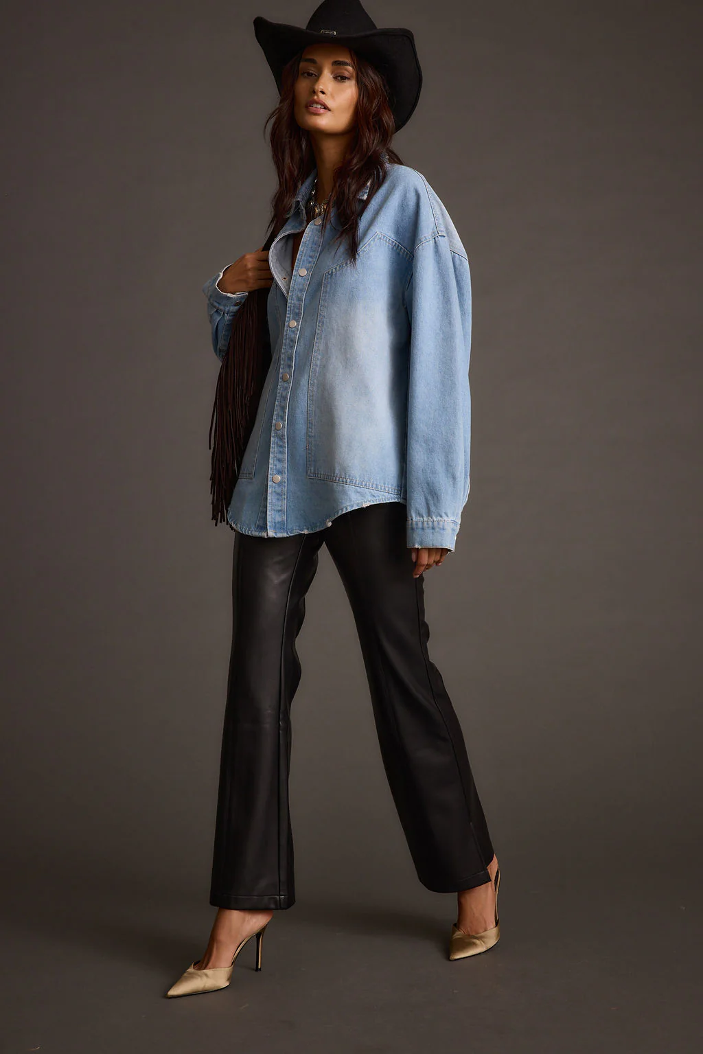 Ryland Black Vegan Leather Flare Pants