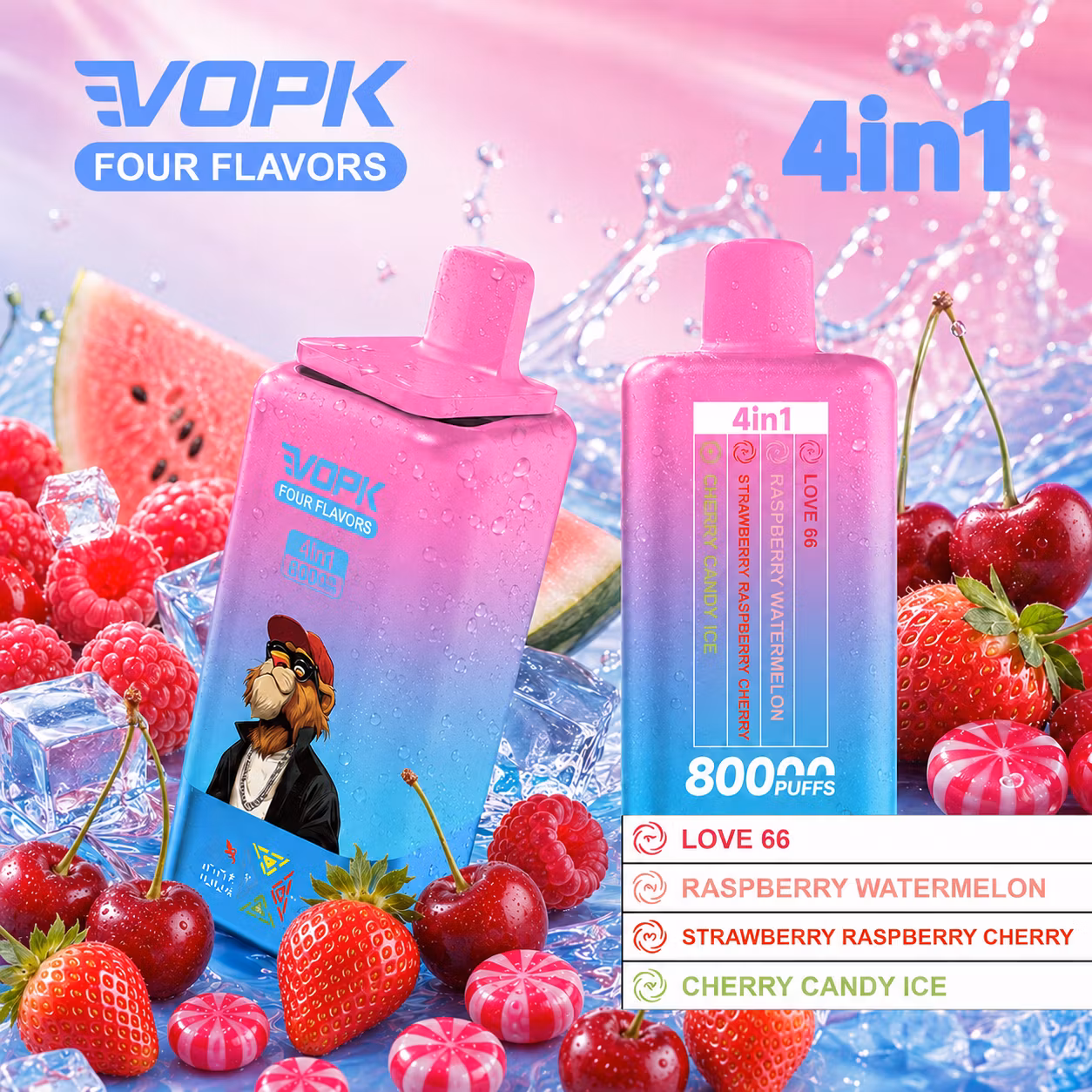VOPK 80 000 puffów 4in1 – Strawberry Watermelon, Cranberry Grape, Mango Ice, Strawberry Candy