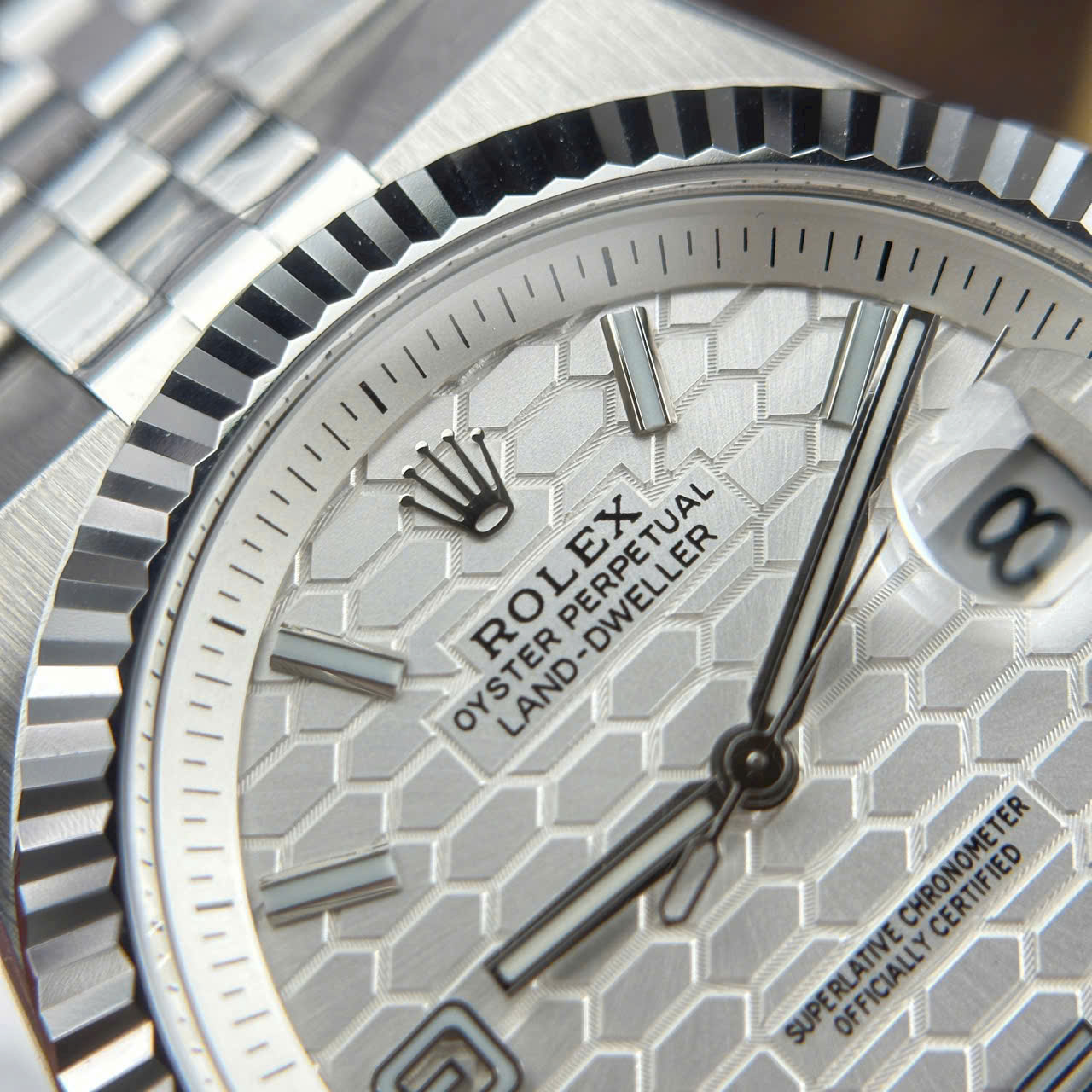 Rolex Land-Dweller 127336 White   Honeycomb Motif Dial Best Replica Watches 40mm - Elite Watch Atelier