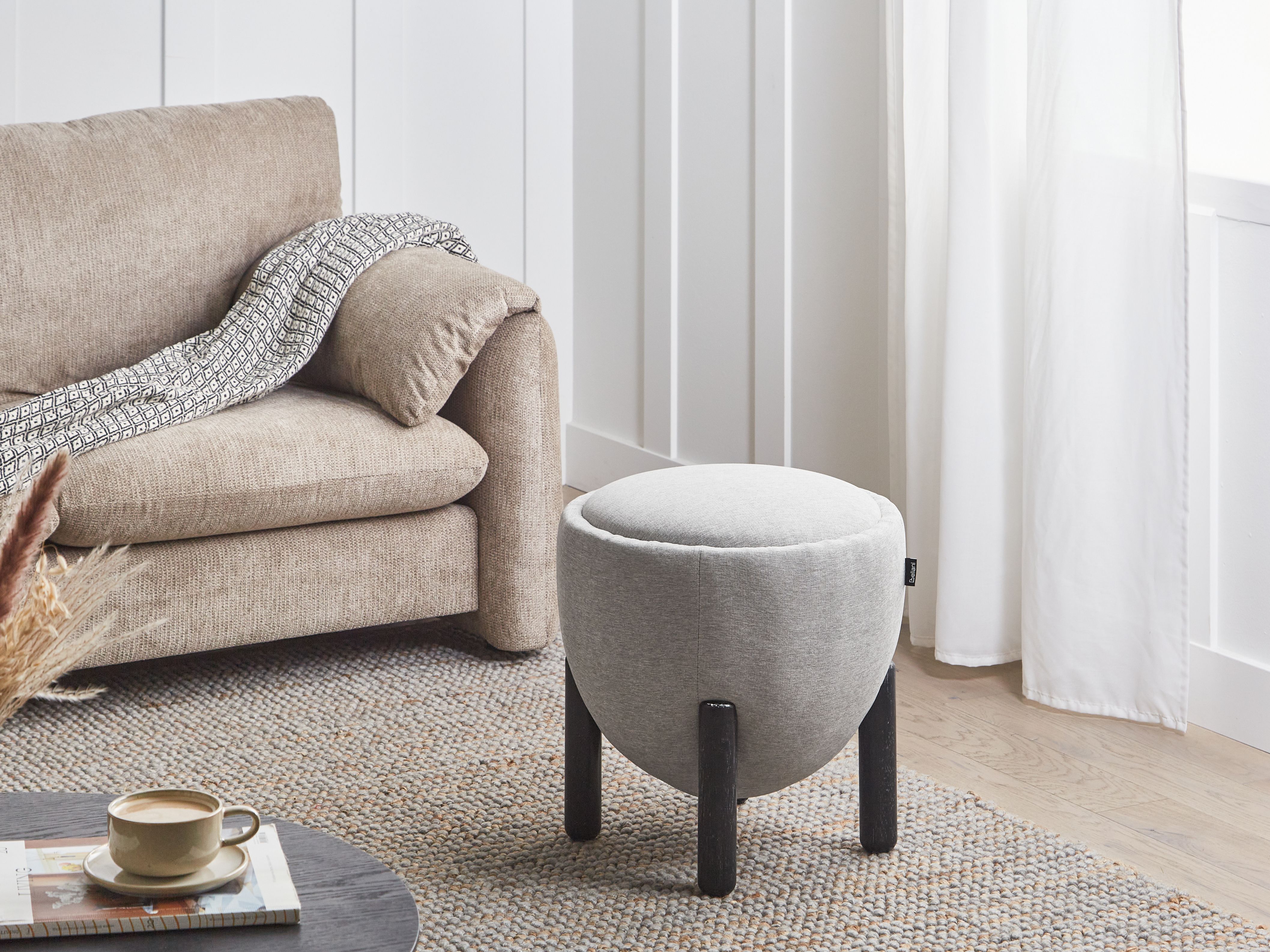 Pouffe ARCHIE Faux Linen Grey