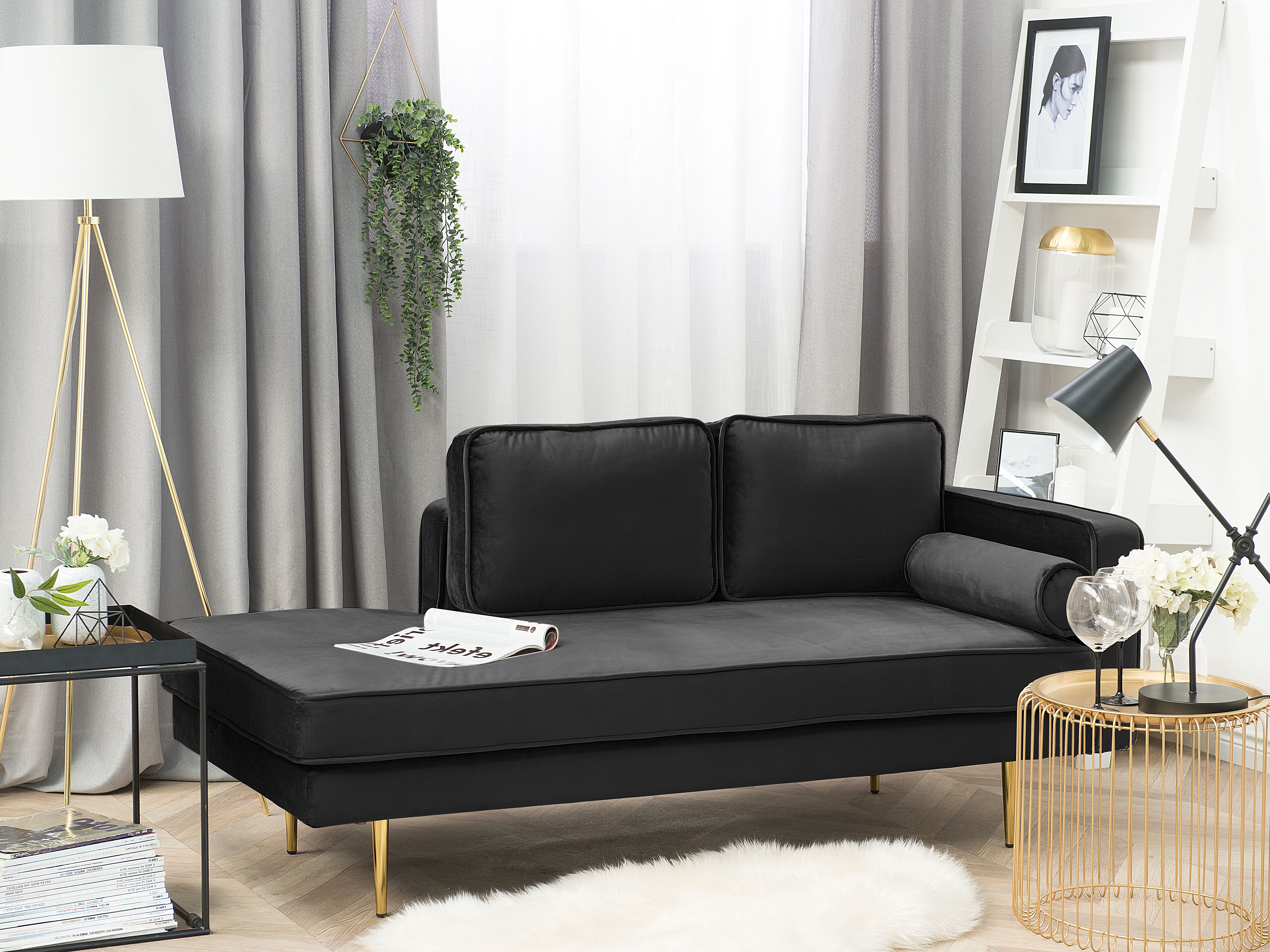 Right-Hand Chaise Lounge MIRAMAS Velvet Black
