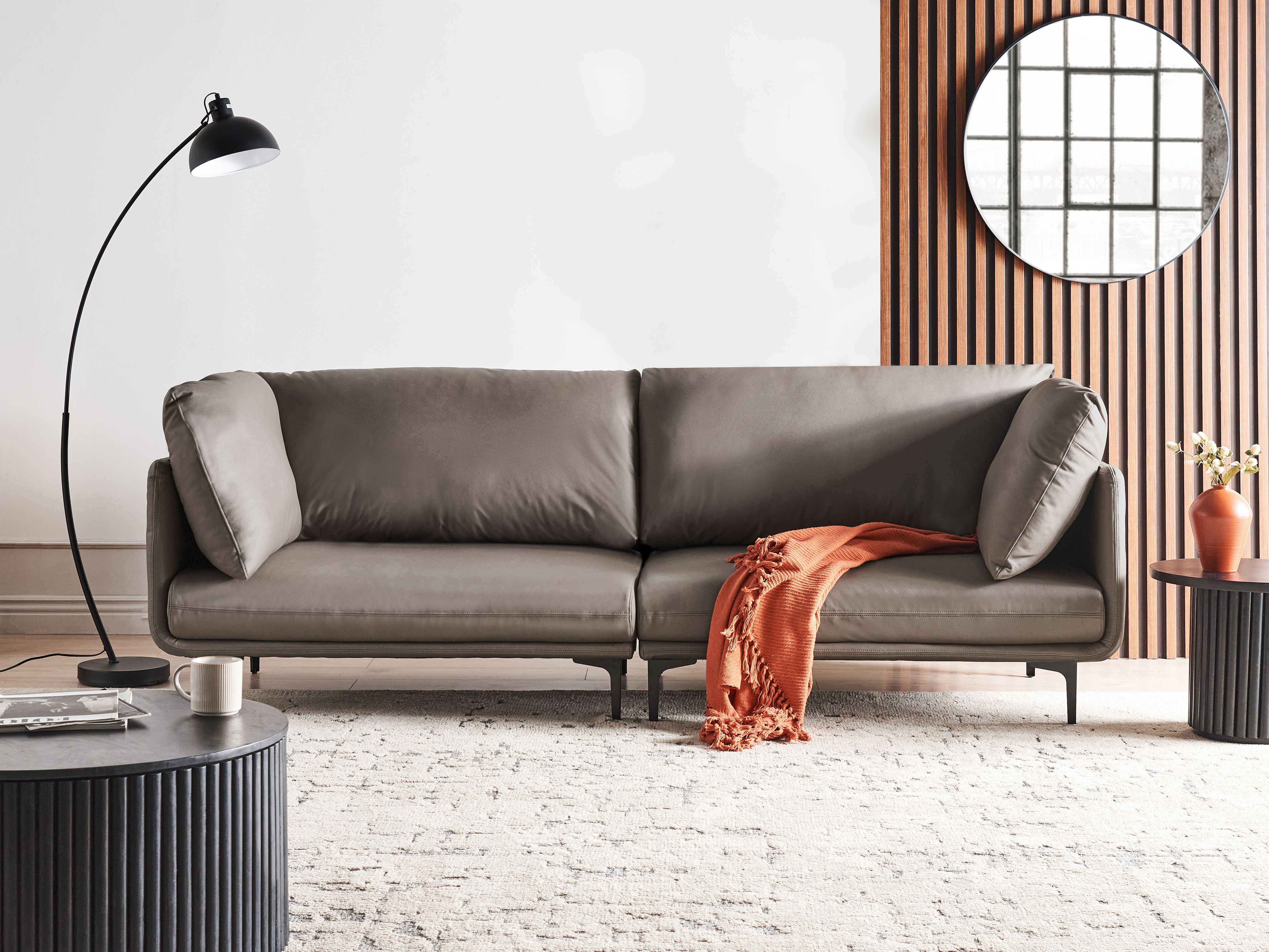 Sofa 3 Seater REVSNES Faux Leather Brown