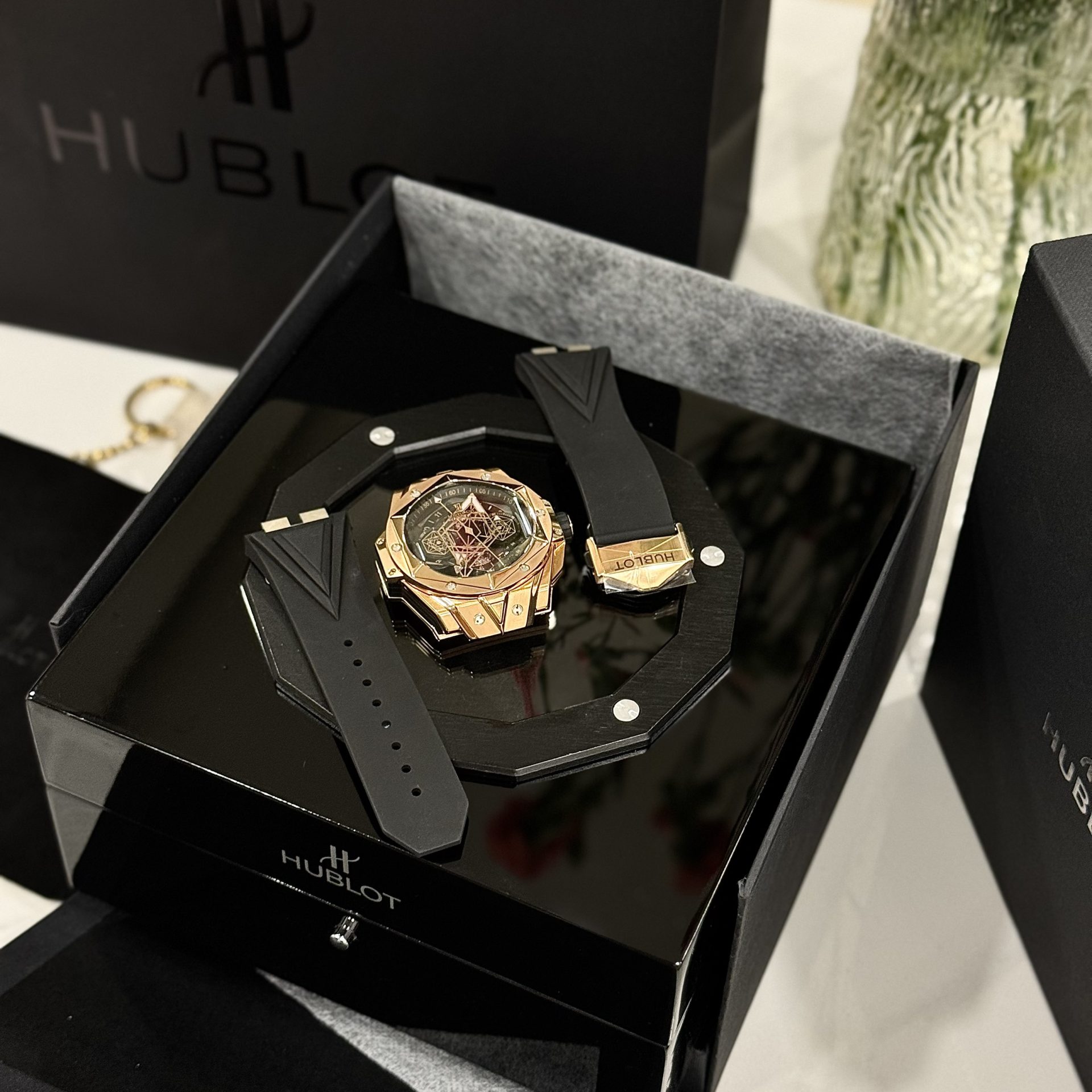 Hublot Replica Watches Big Bang Sang Bleu ll King Gold Black Dial BBF 45mm - Top club