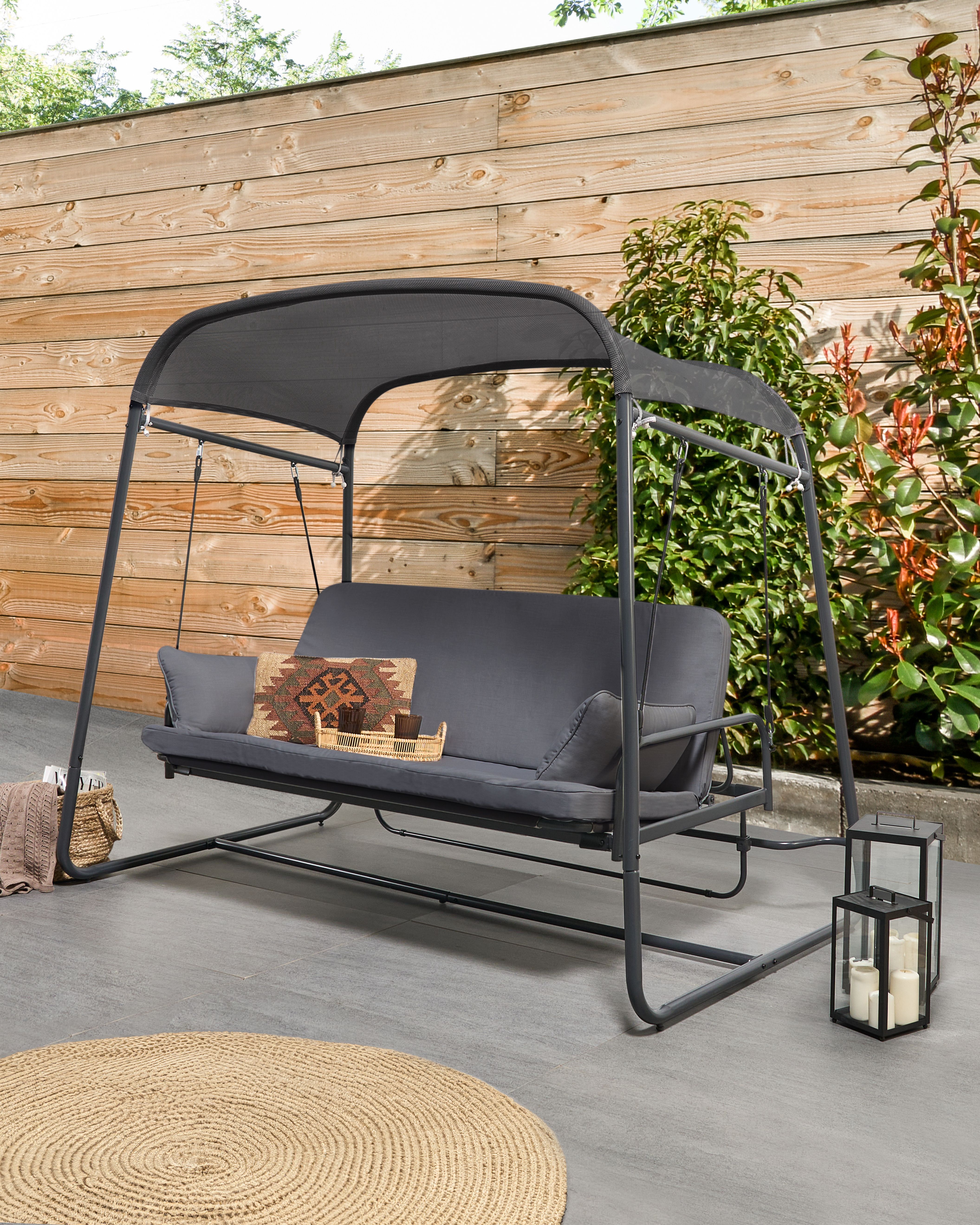 Patio Swing MARSCIANO Metal Dark Grey