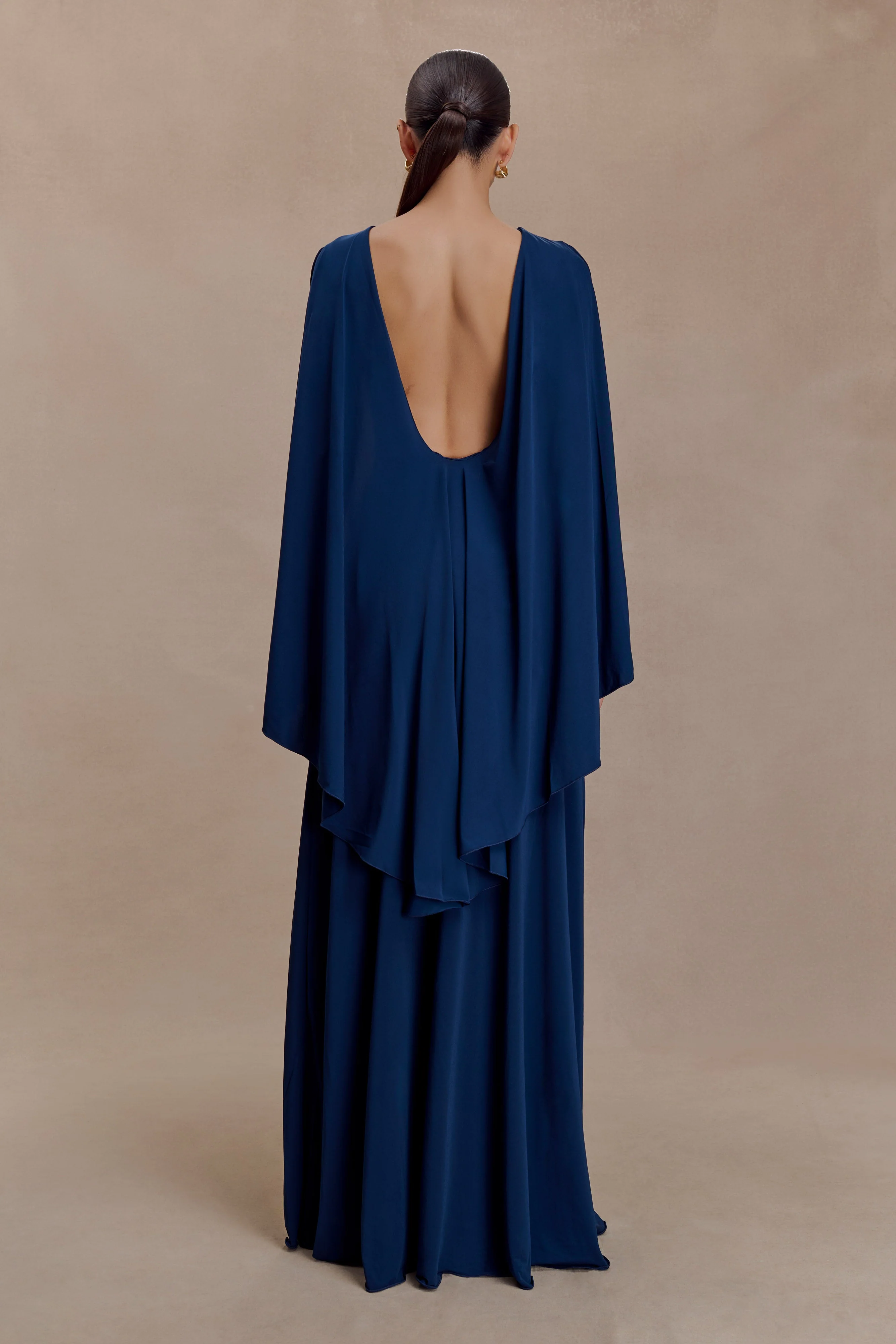 Emory Jersey Cape Maxi Dress - Navy