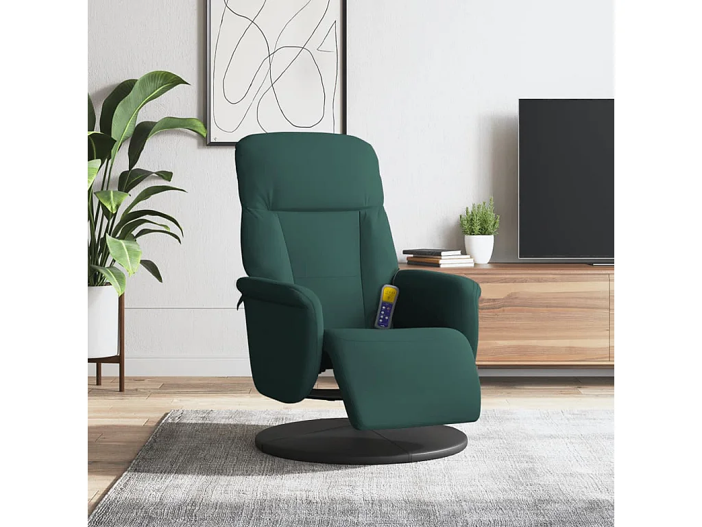 Fauteuil inclinable-Fauteuil salon de massage repose-pied vert foncé velours SHL4075