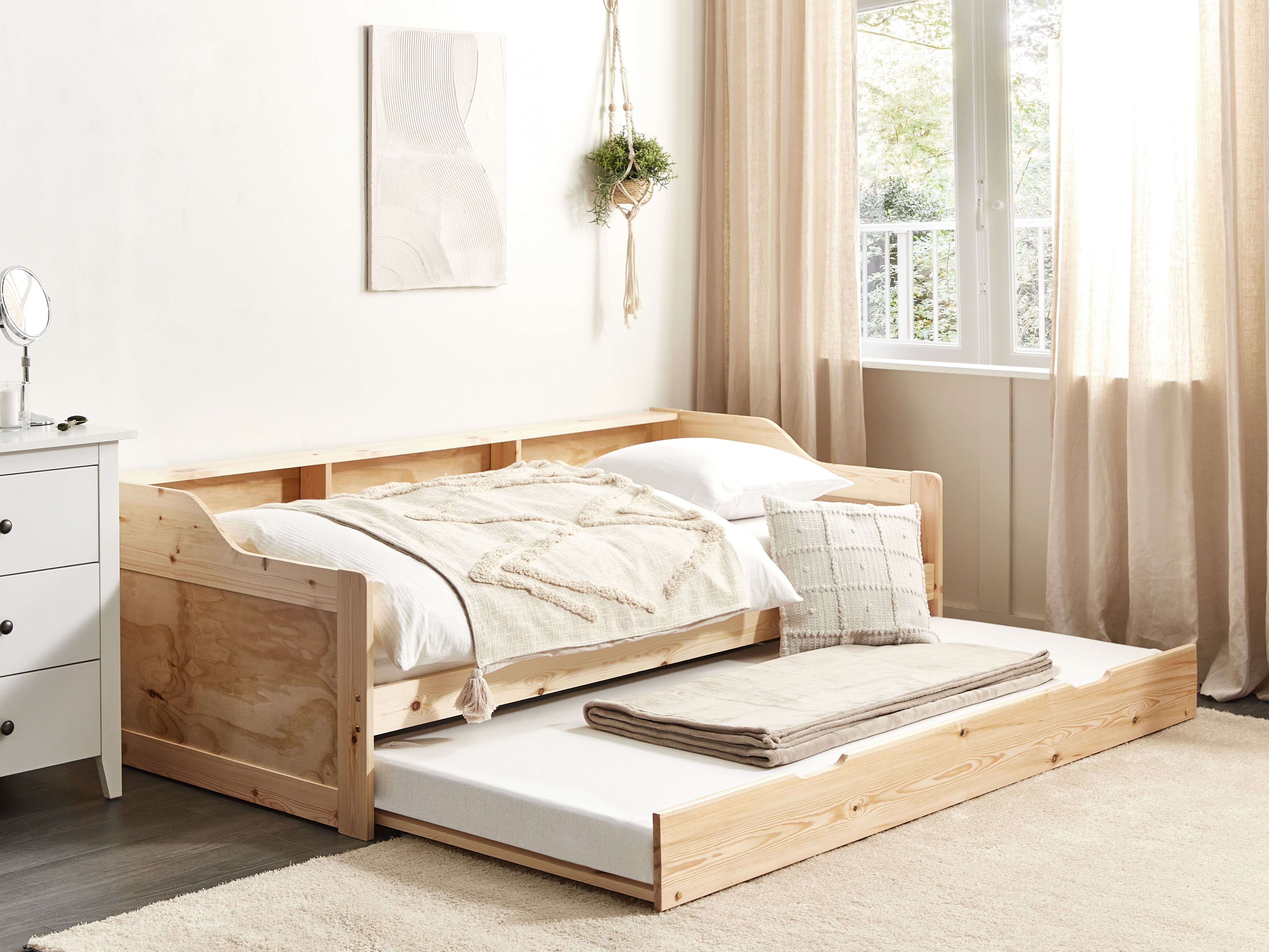 Trundle Bed Pine Wood EDERN 90 x 200 cm (EU Single) Light Brown