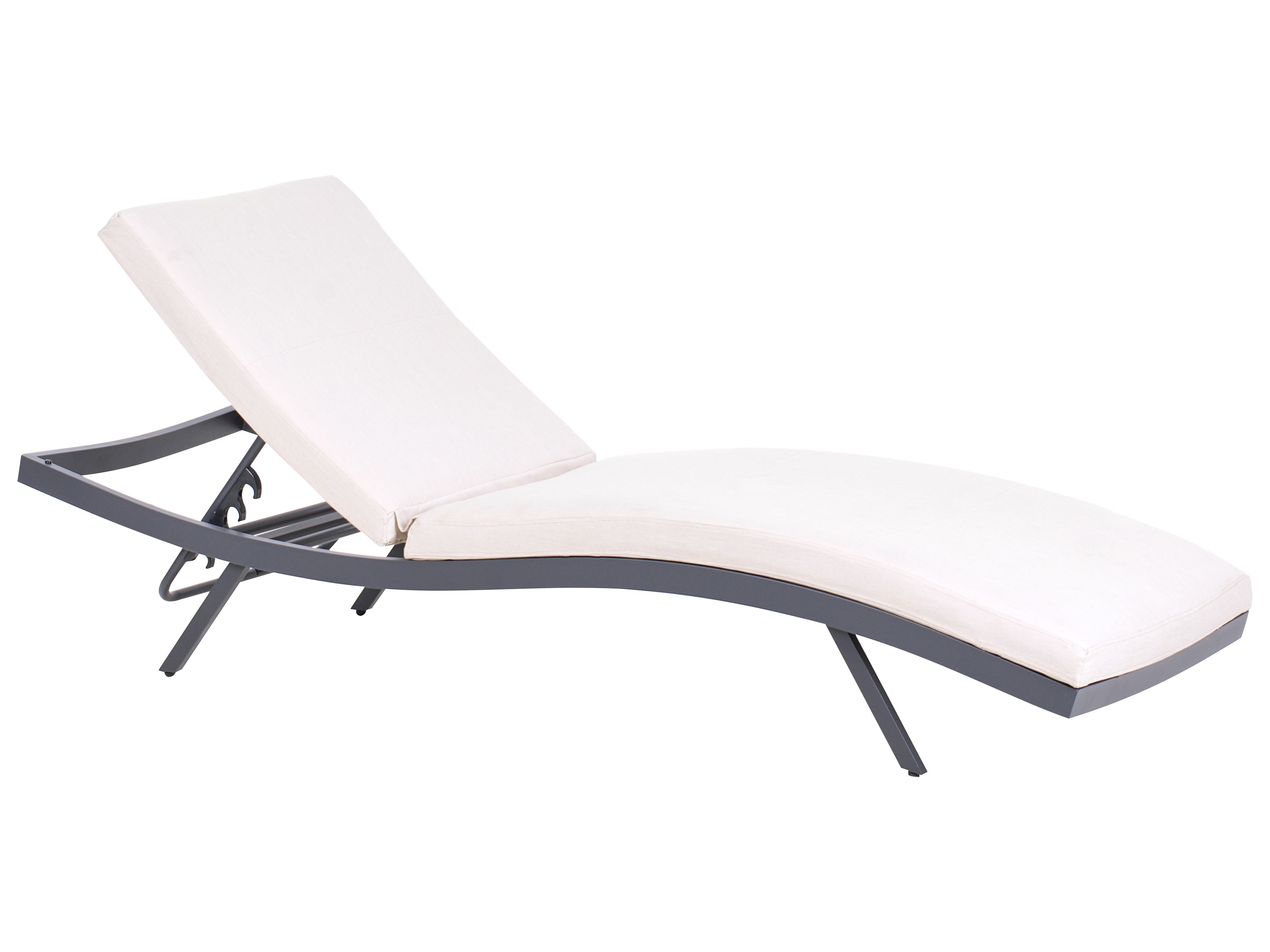 Sun Lounger with Cushion AMELIA Reclining Metal Light Beige