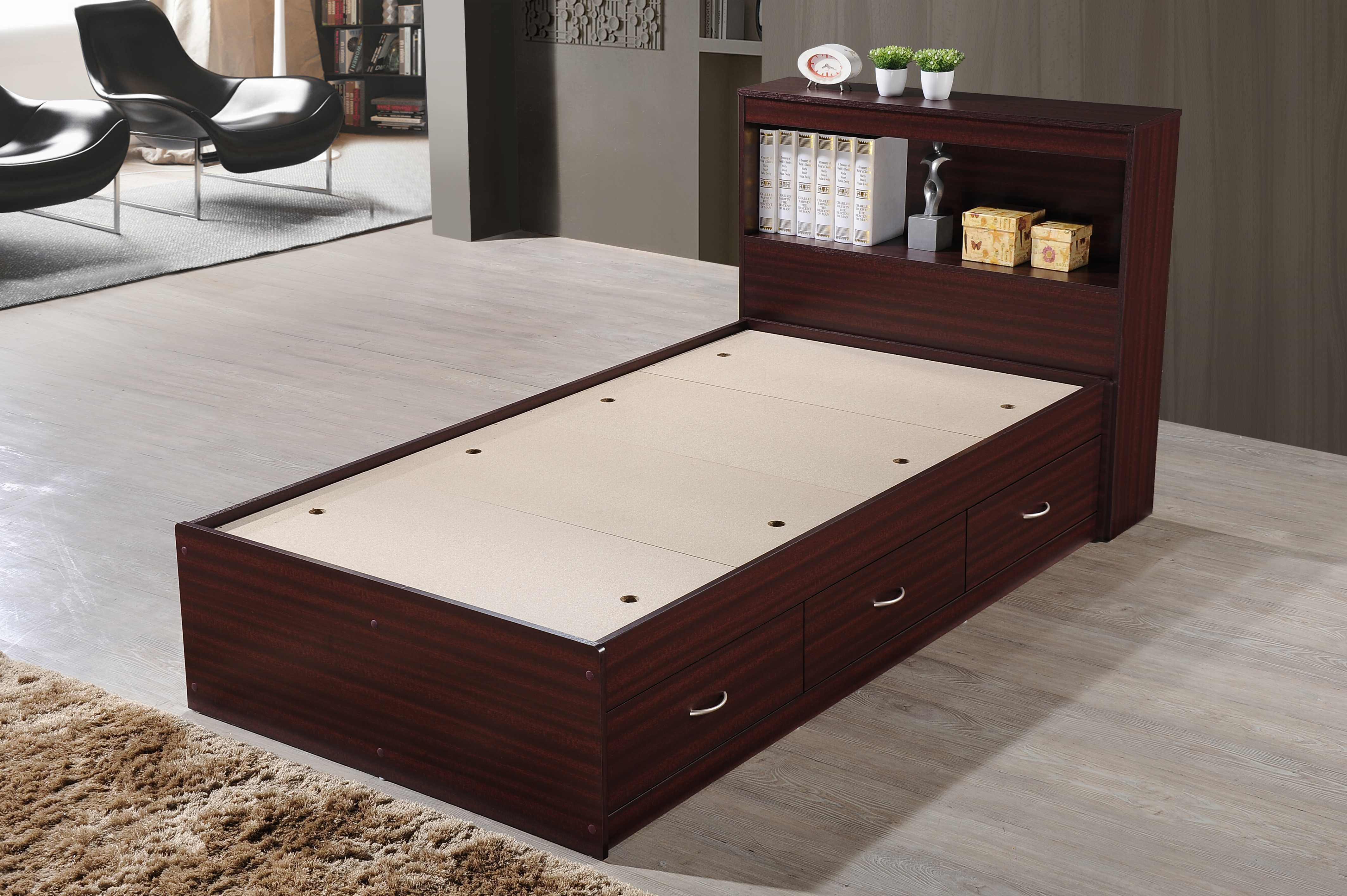 Hodedah Twin-Size Captain Bed with 3-Drawers and Headboard in White - Image 52