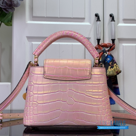 Pink Croc-Embossed Mini Handbag with Gold Hardware1:1High-quality replica