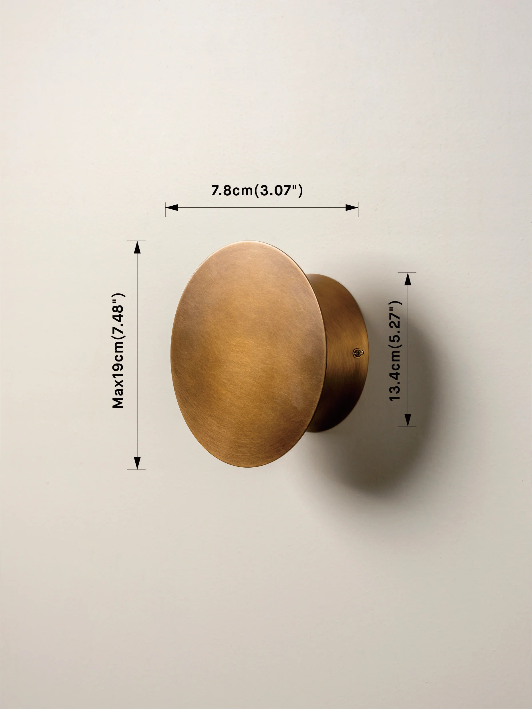 Santi - LED adjustable aged brass disc wall light