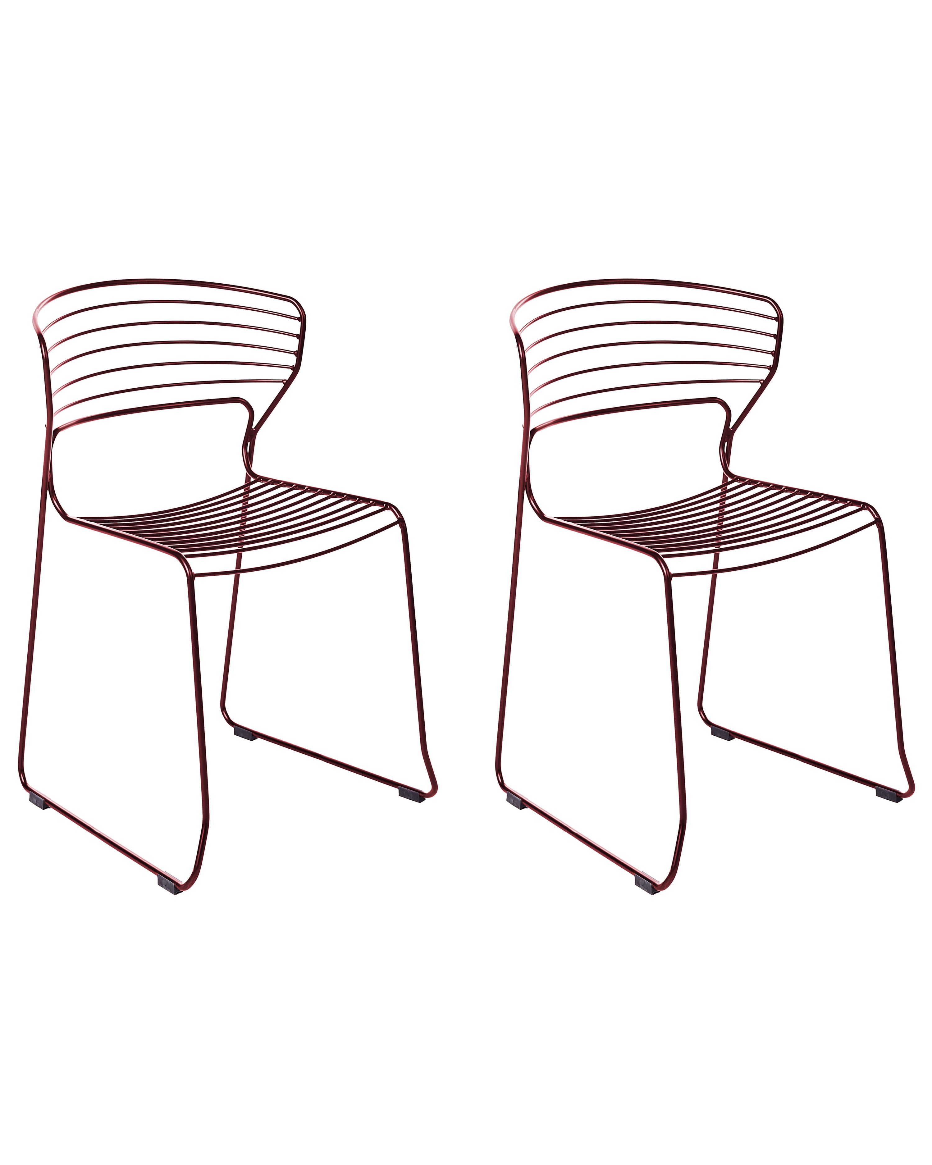 Set of 2 Garden Chairs PISTOIA Metal Red