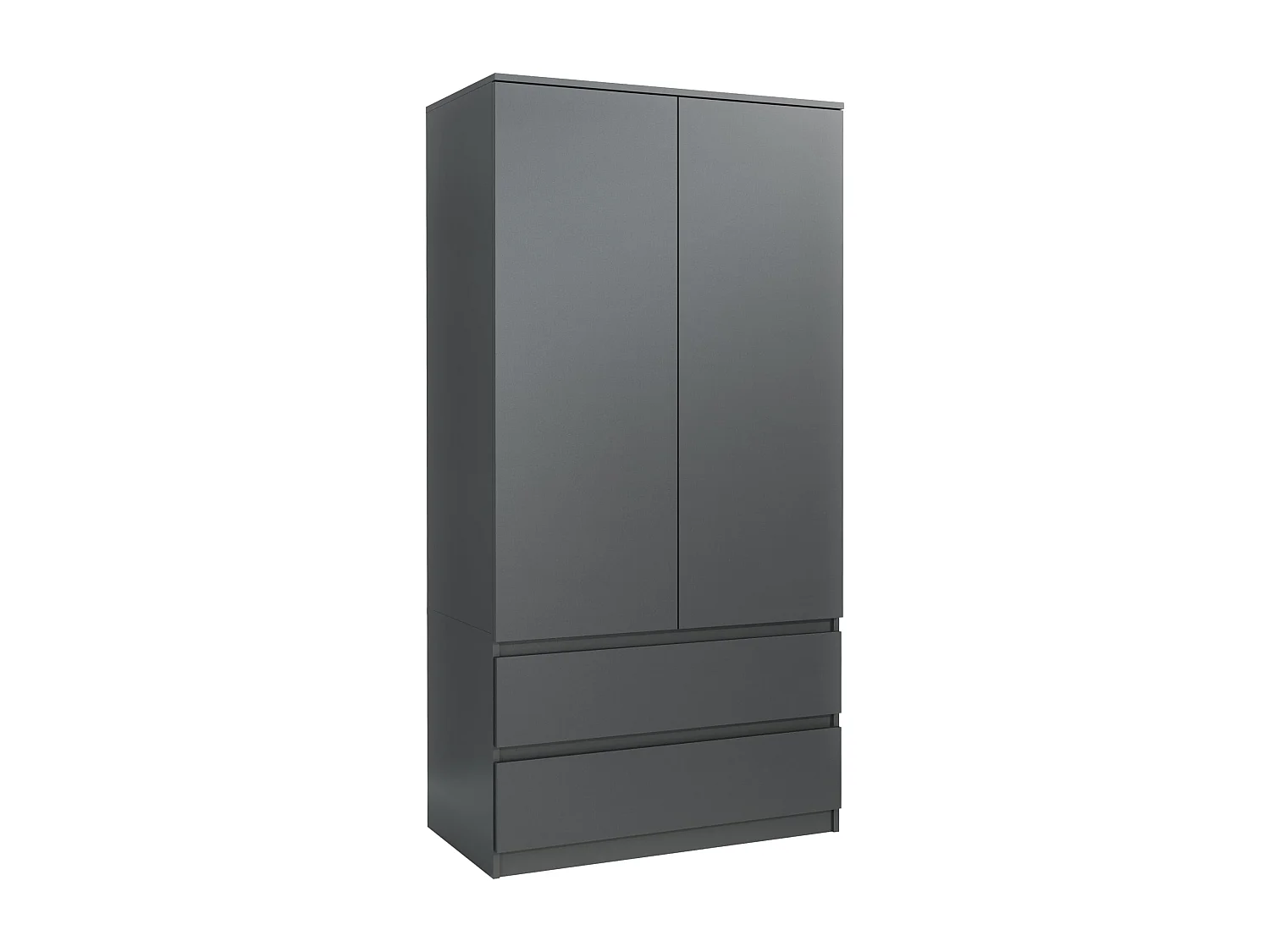 Armoire de Chambre Anthracite 180 cm – Dressing avec Penderie et 2 Tiroirs, Meuble de Rangement Largeur 90 cm pour Chambre Adulte, Placard Moderne 180x90x50 cm