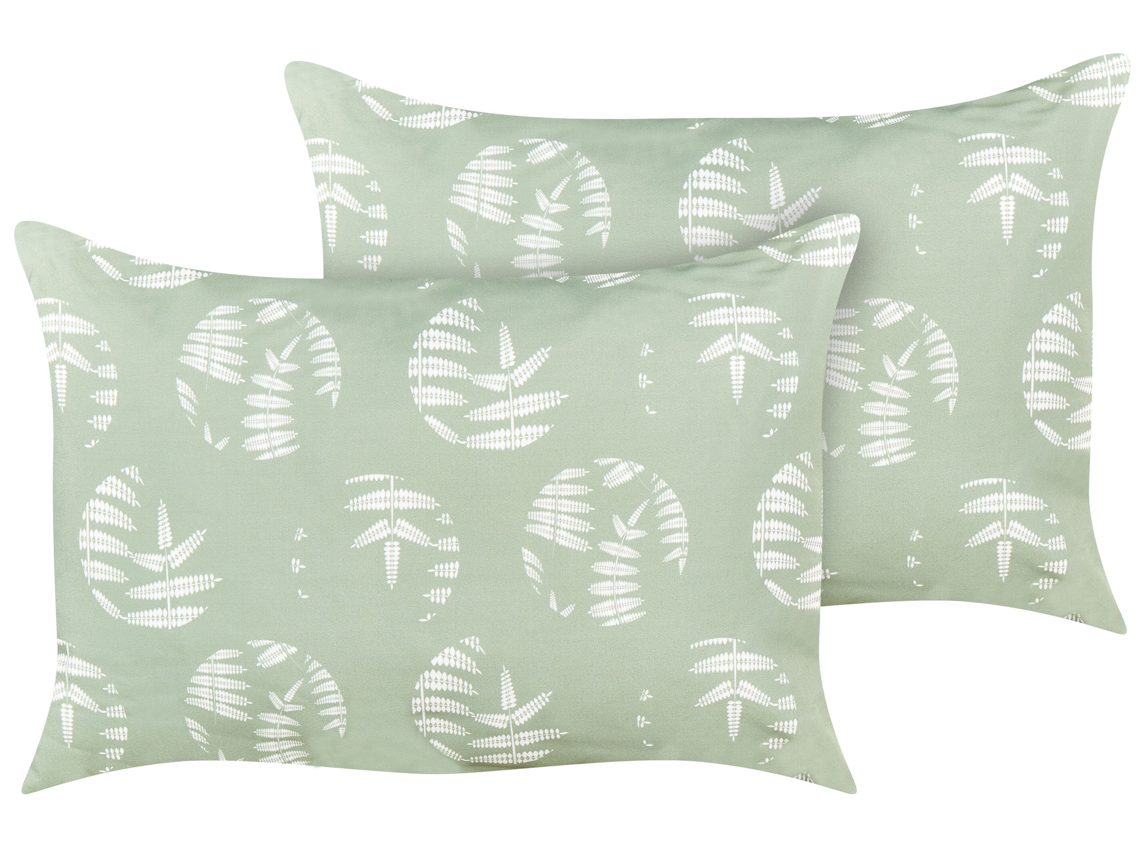 Set of 2 Outdoor Cushions ALASSIO Plant Pattern 40 x 60 cm Green