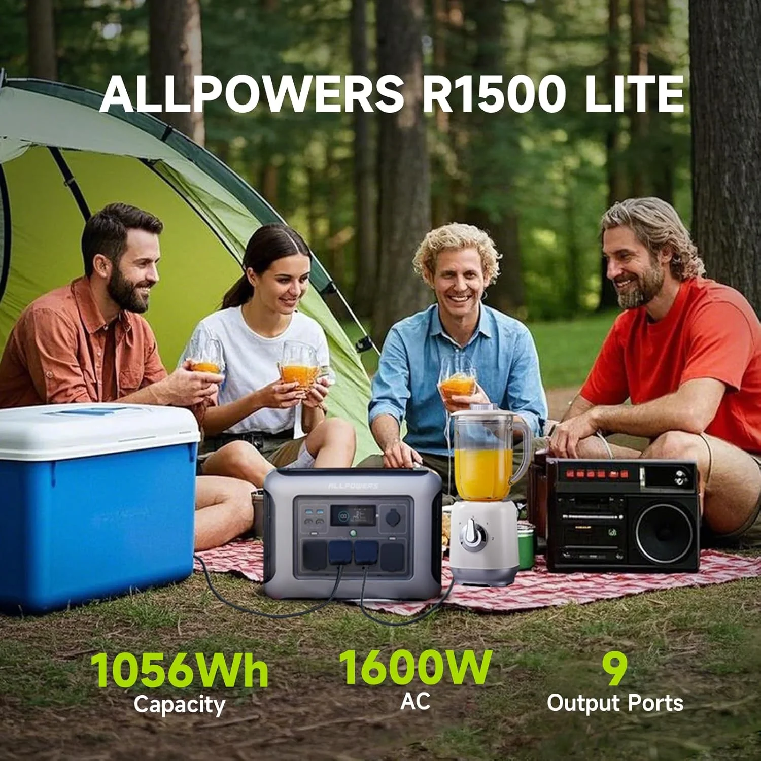 ALLPOWERS R1500+SP037 Solar Generator Set, 1600W 1056Wh LiFePO4 Portable Power Station with 400W Folding Solar Panel, Solar Charger Battery for Camping, Home Backup [Shipping Separately]