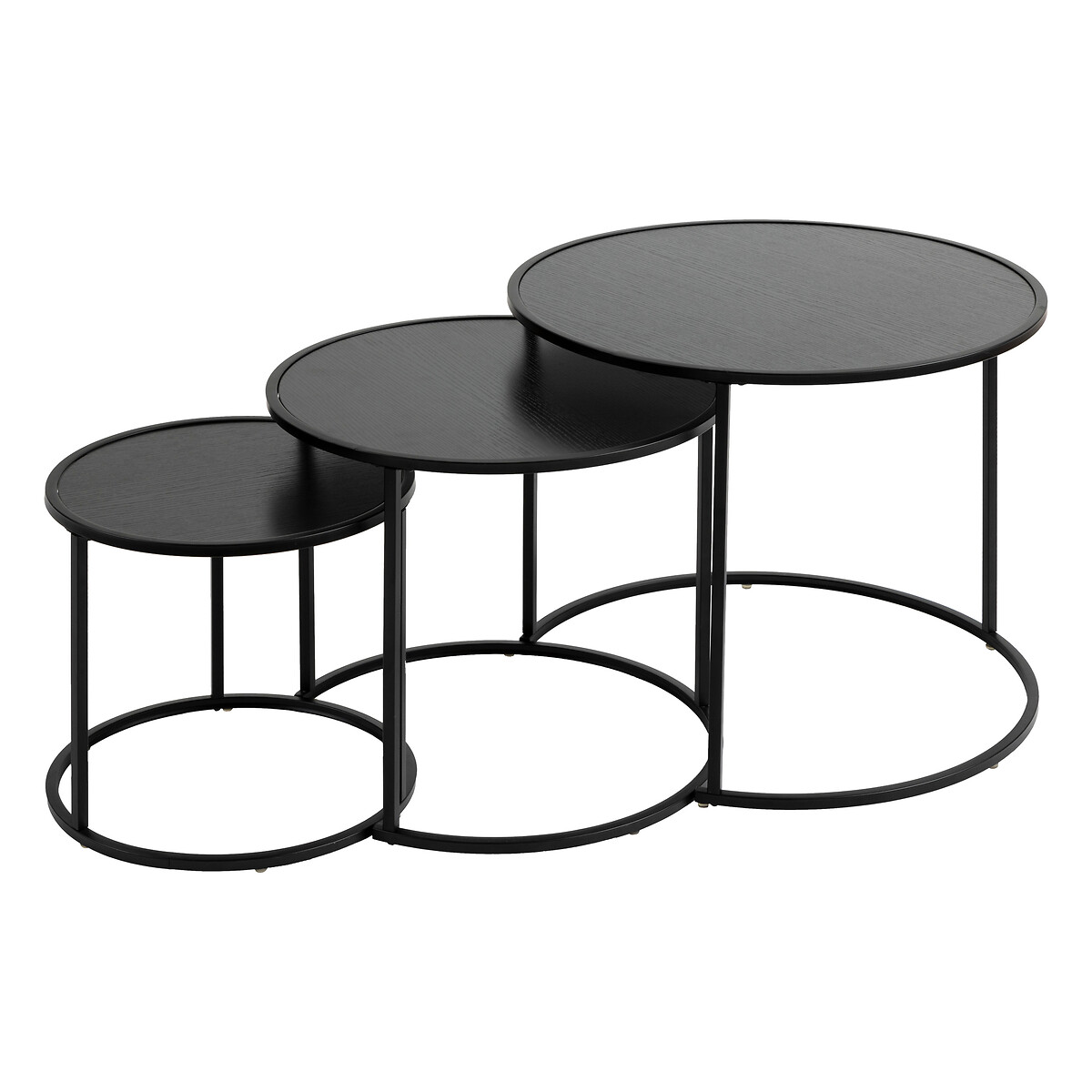 Set of 3 side tables "Noan" Black, L.54/45/35 cm