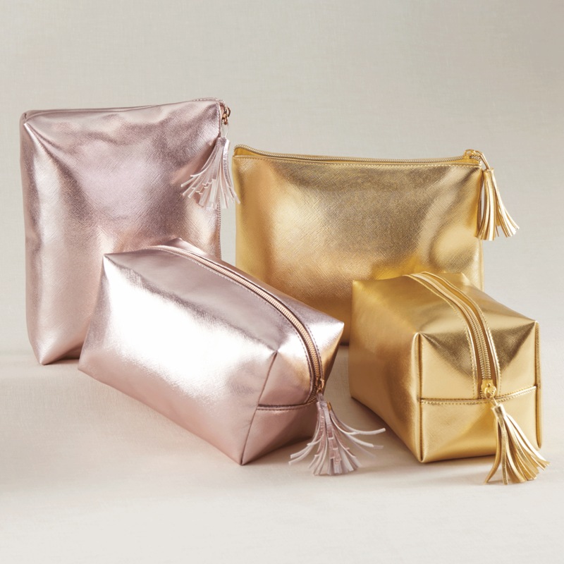 Set of 2 Metallic Makeup Bags for Travel - MIDNIGHT VELVET CATALOG