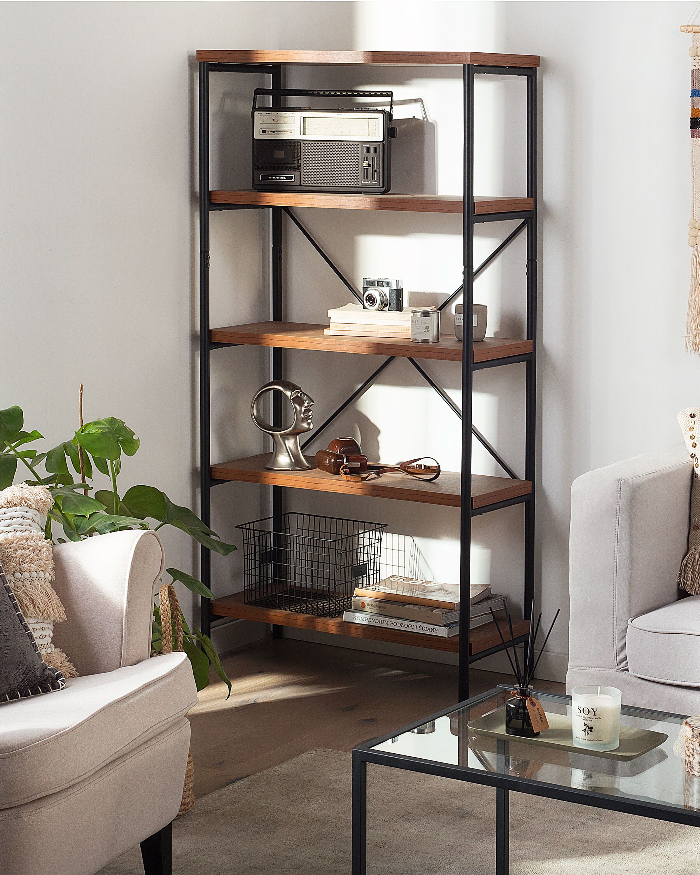 4 Tier Shelving Unit BRISBANE 160 cm Dark Brown