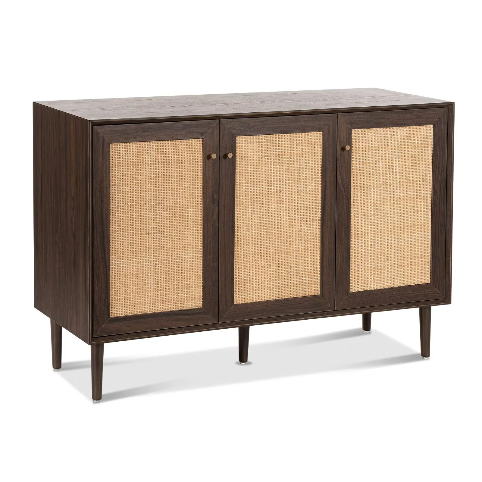 EYYTHUNG Farmhouse 3-Door Rattan Storage Cabinet, Solid Wood Entryway Buffet Sideboard - Image 16