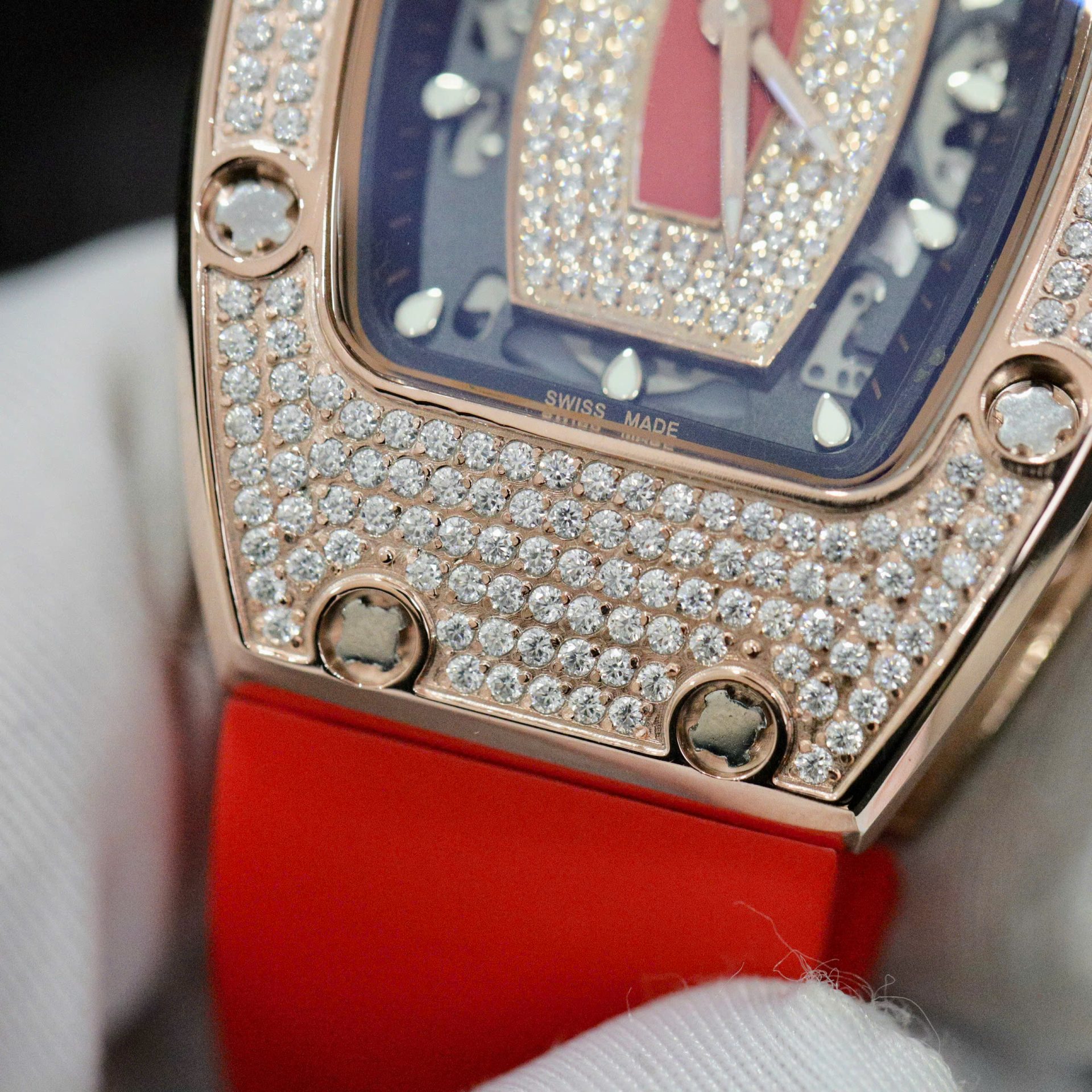 Richard Mille RM007 Replica Watch Custom Moissanite Diamonds Red 36mm - Top club