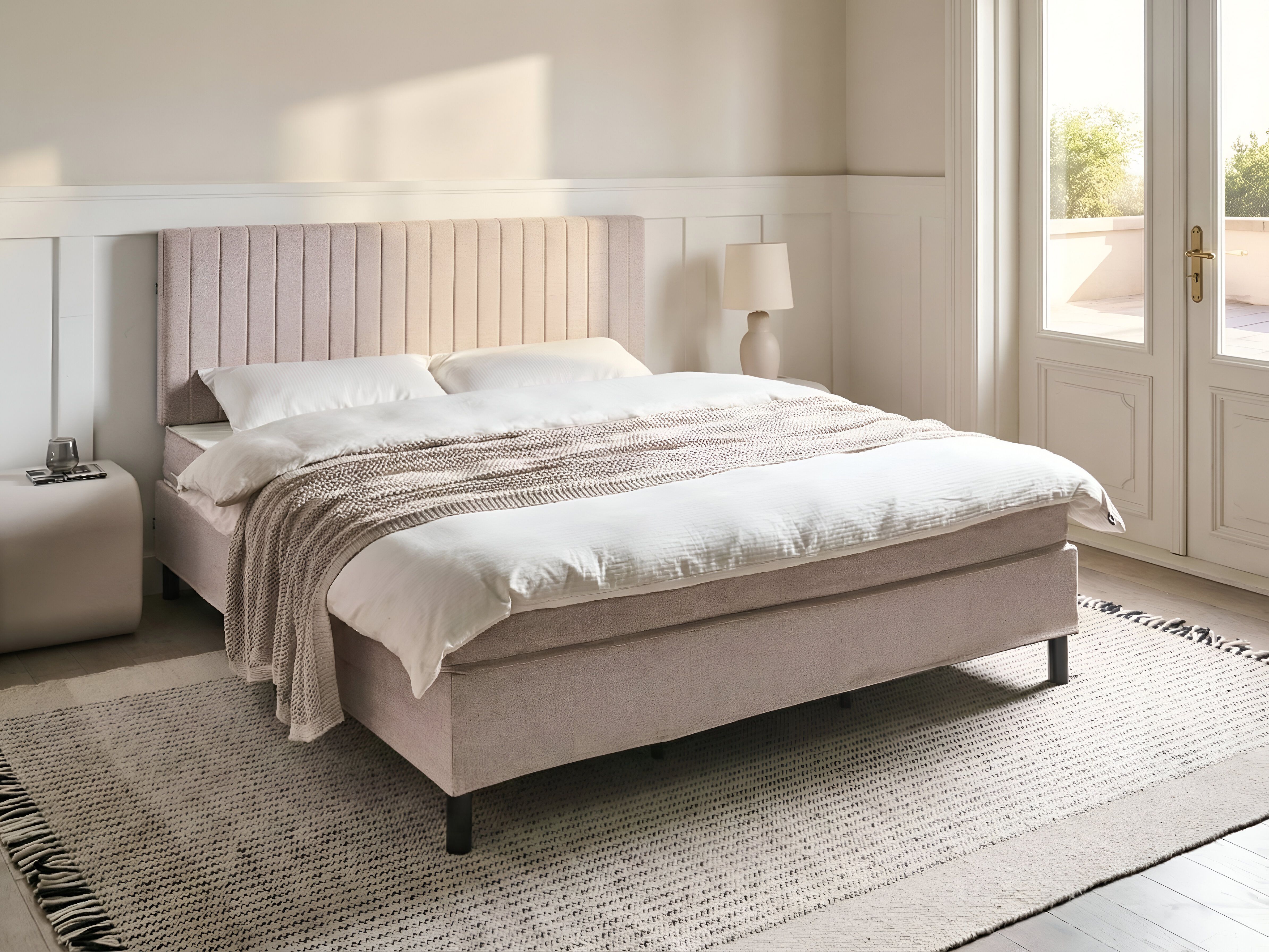 Divan Bed Fabric COUNTESS 180 x 200 cm (EU Super King) Beige